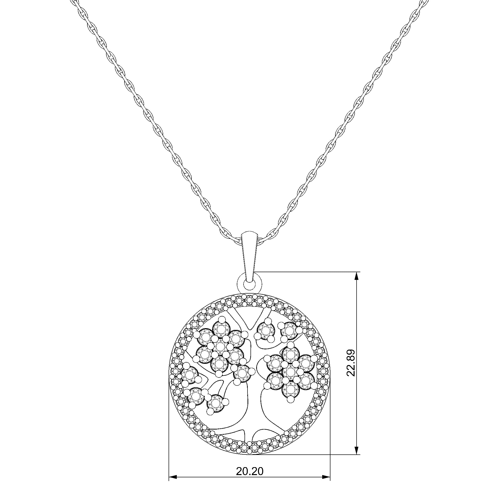 Pargold Solid Gold Blooming Fruit of the Tree of Life Pendant Necklace-Static