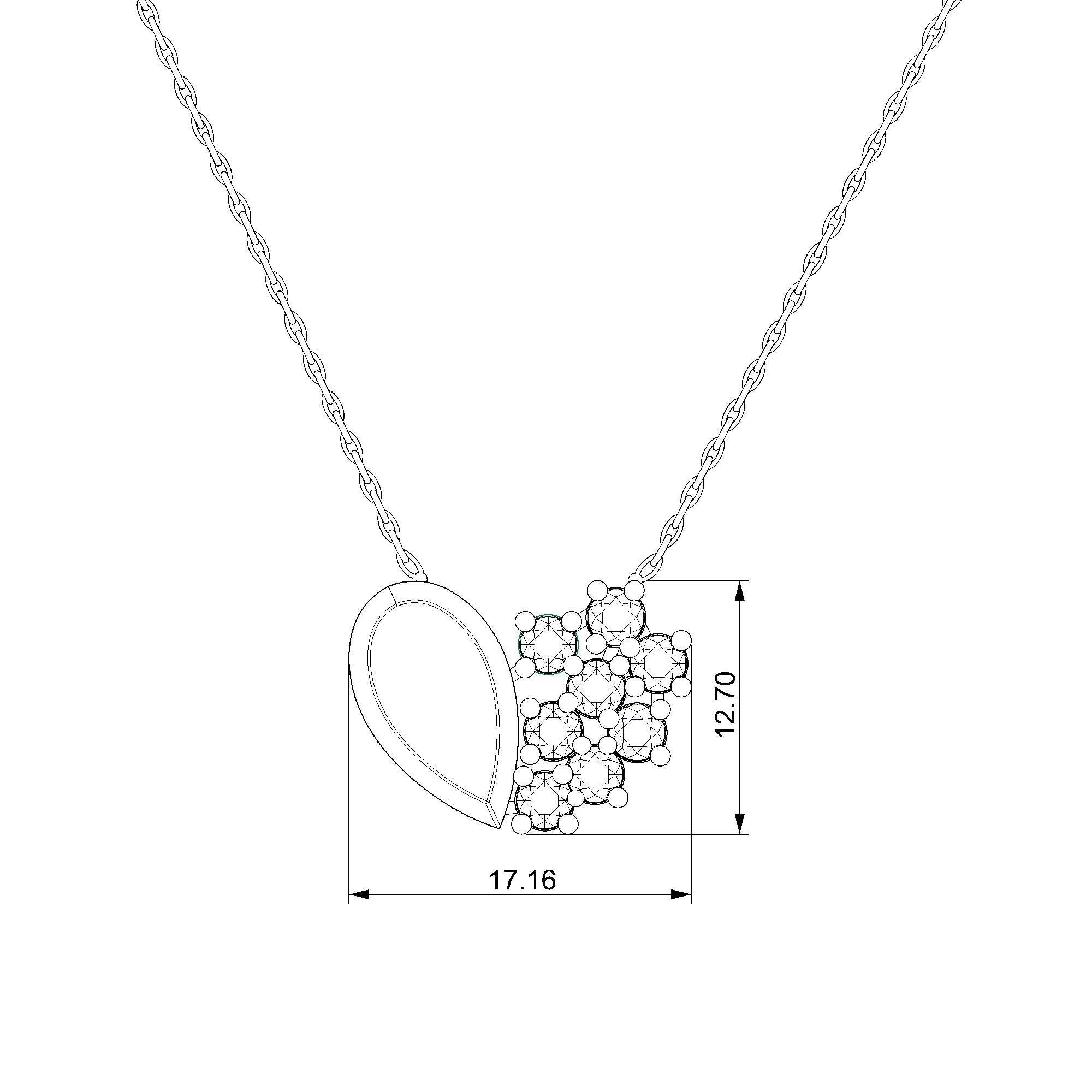 Pargold Solid Gold Modern Mosaic Heart Pendant Necklace-Static