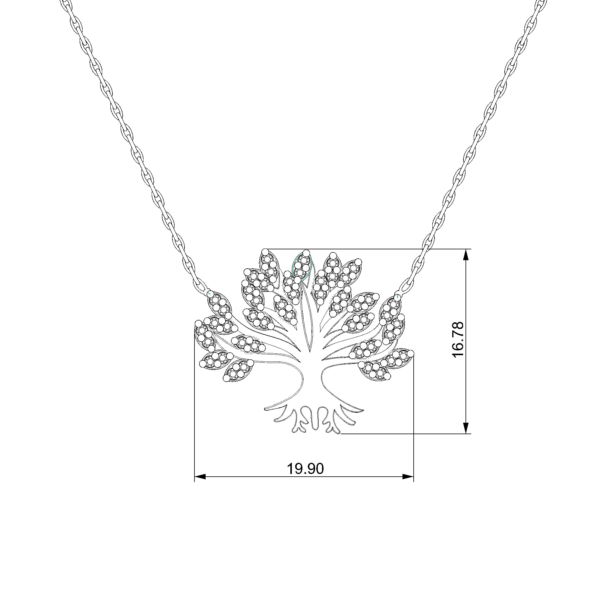 Pargold Solid Gold Glittering Tree of Life Pendant Necklace-Static