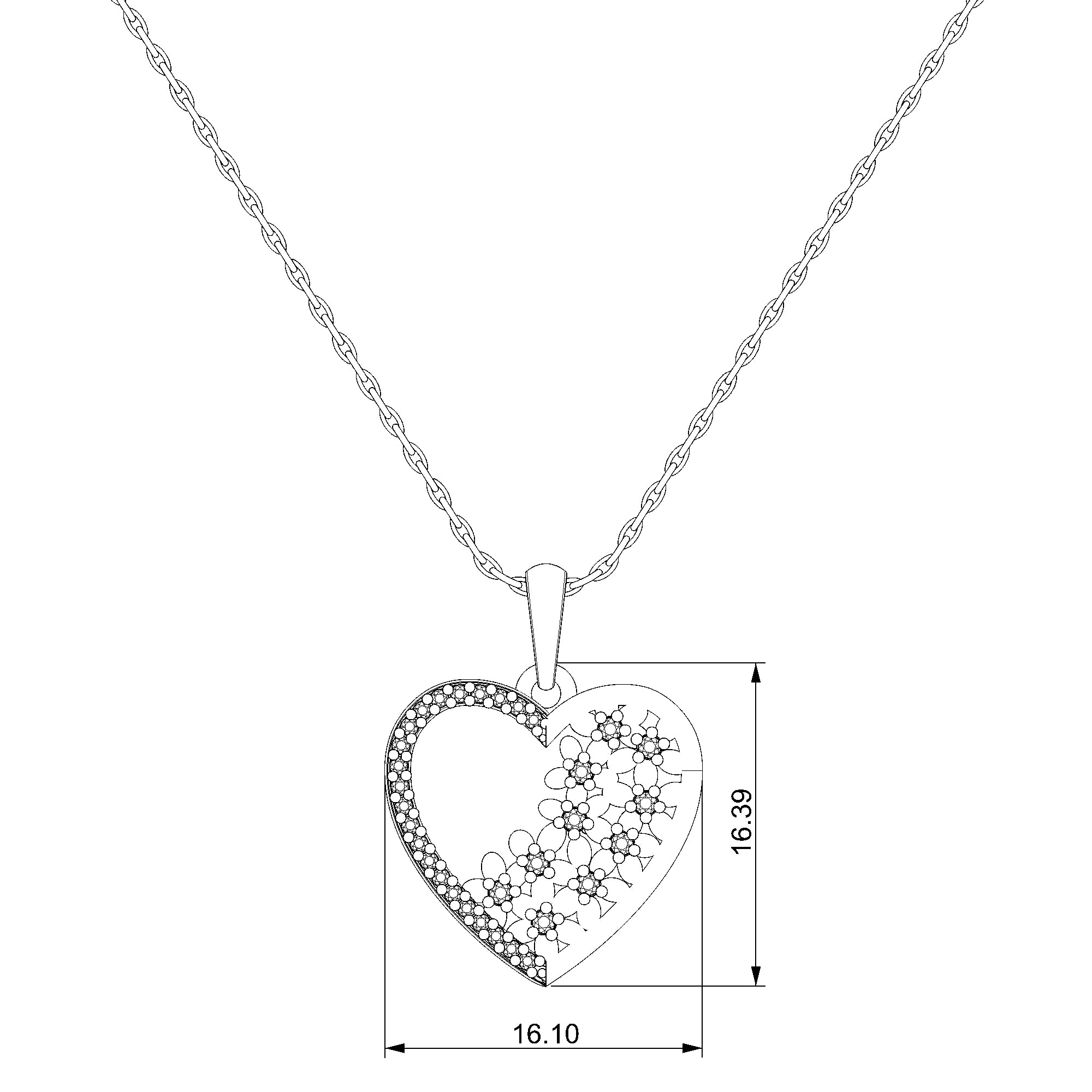 Pargold Solid Gold Elegant Heart-Shaped Radiant Gemstone Pendant-Static