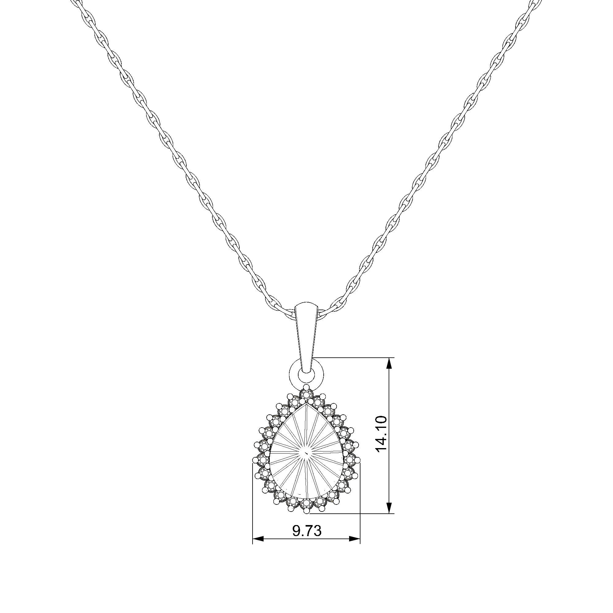Pargold Solid Gold Exquisite Radiant Gemstone Pendant-Static