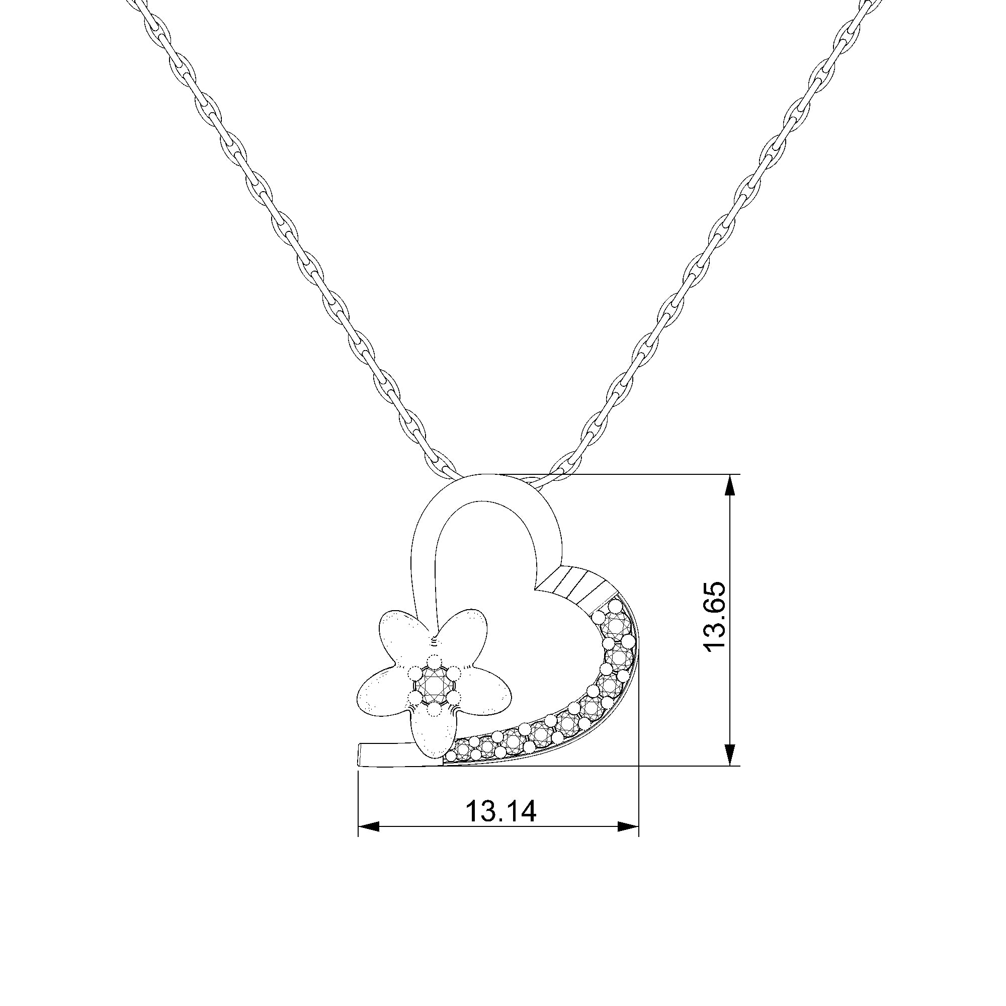 Pargold Solid Gold Enchanting Heart Blossom Necklace-Static
