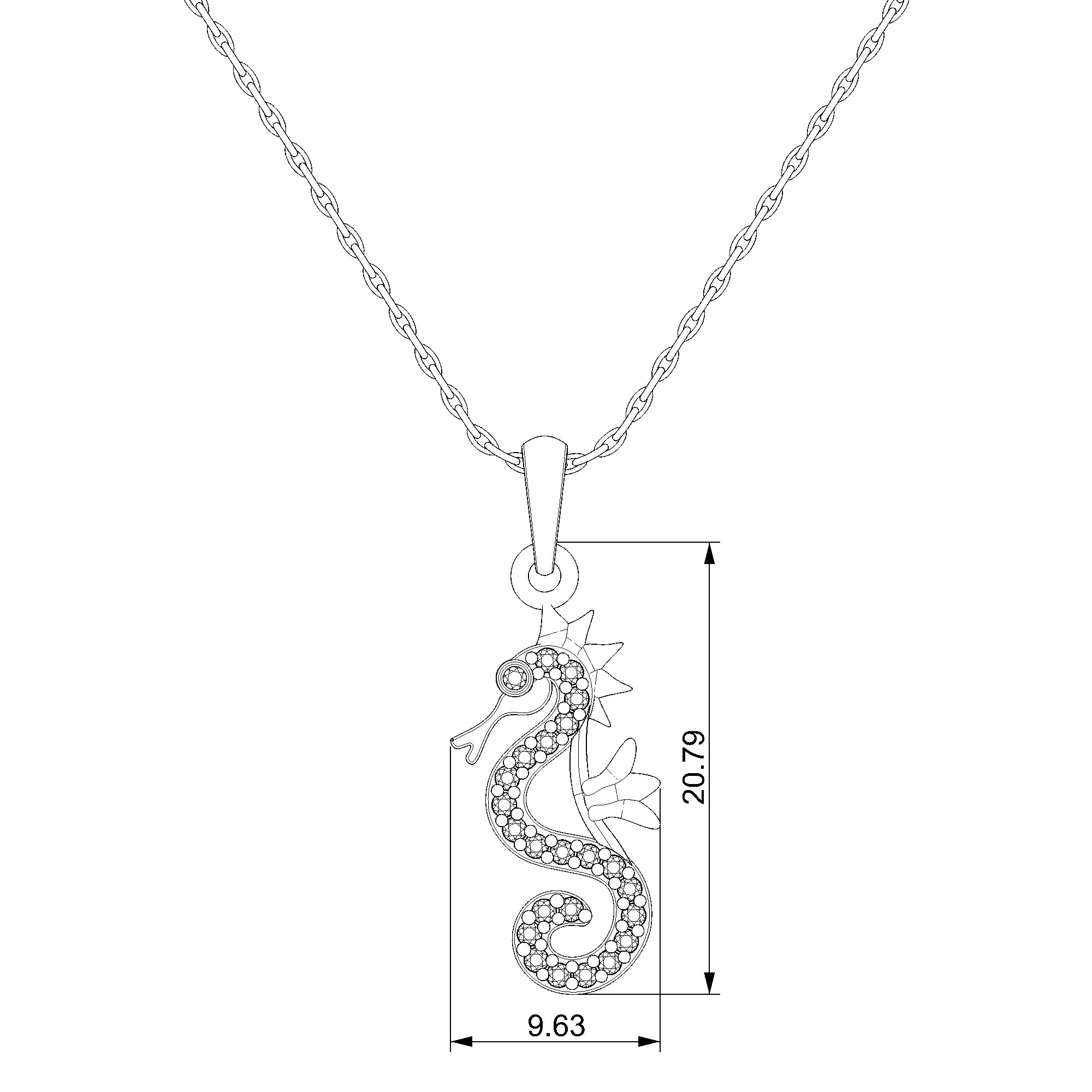 Pargold Solid Gold Enchanting Seahorse Radiant Gemstone Pendant-Static