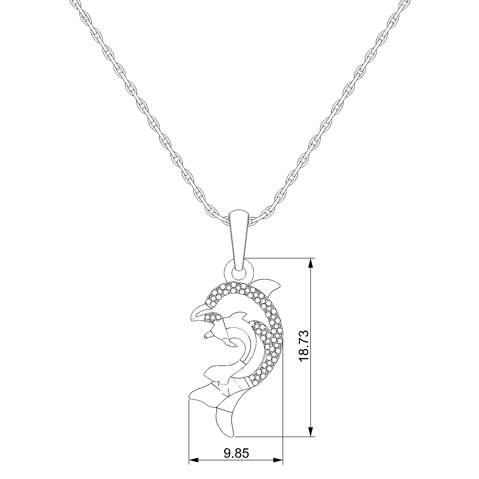 Pargold Solid Gold Elegantly Crafted Dolphin Pendant with Radiant Gemstone Accents-Static