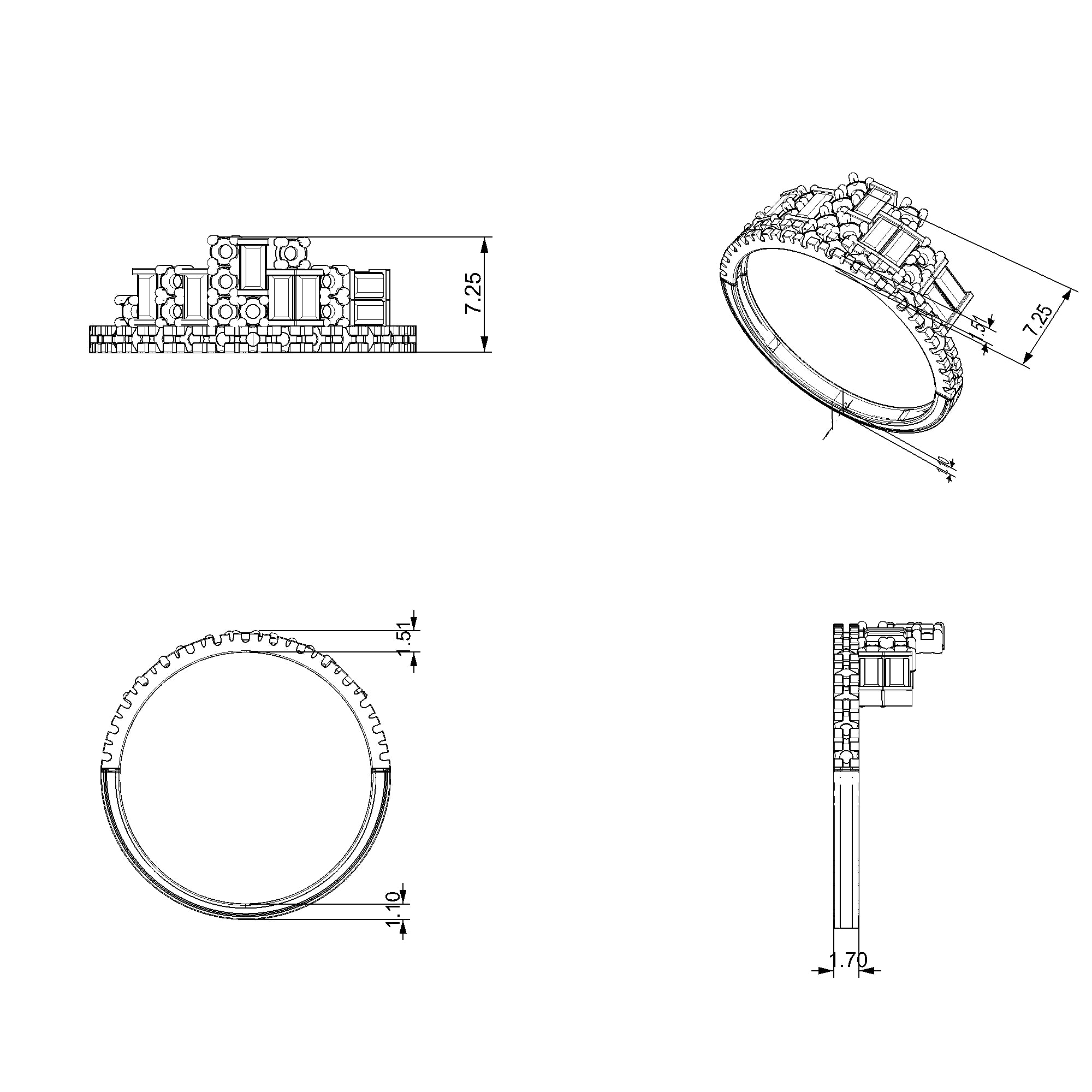 Pargold Solid Gold Modern Baguette & Round Cut Ring-Static