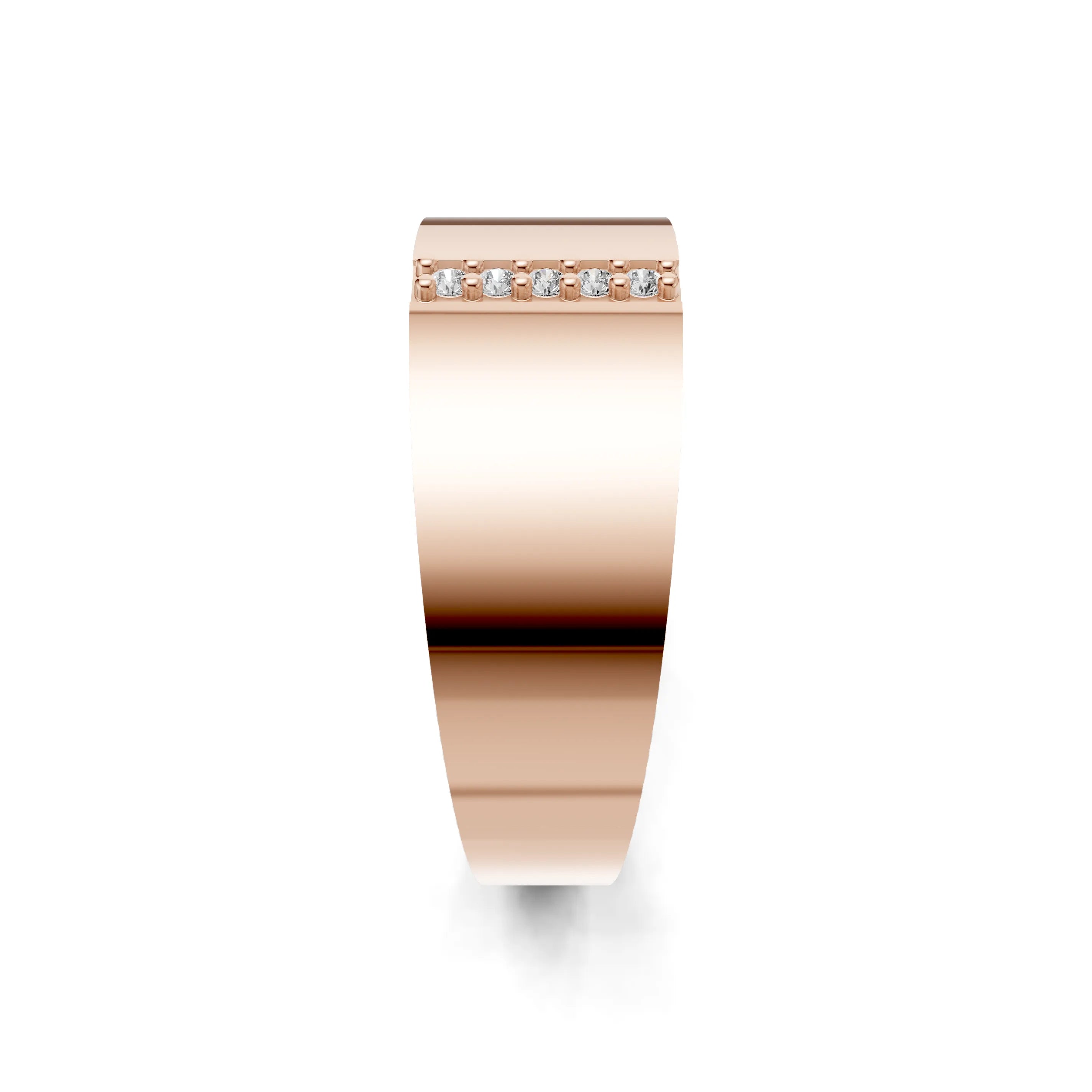 Pargold Solid Gold Impressive Initial "I" Gold Signet Ring -Rose_Diamond_Static_Rose