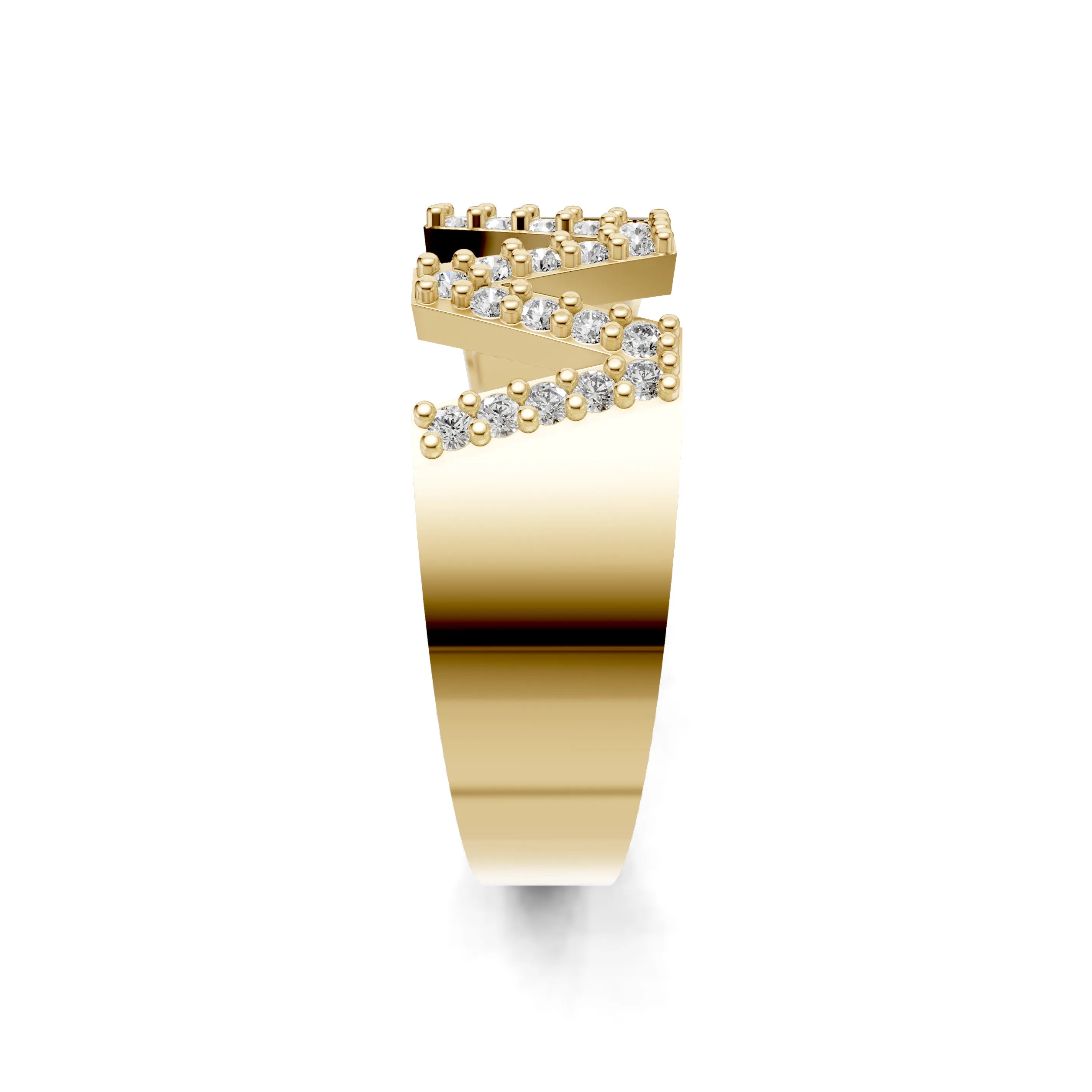 Pargold Solid Gold Wonderful Initial "W" Gold Signet Ring -Gold_Diamond_Static_Gold