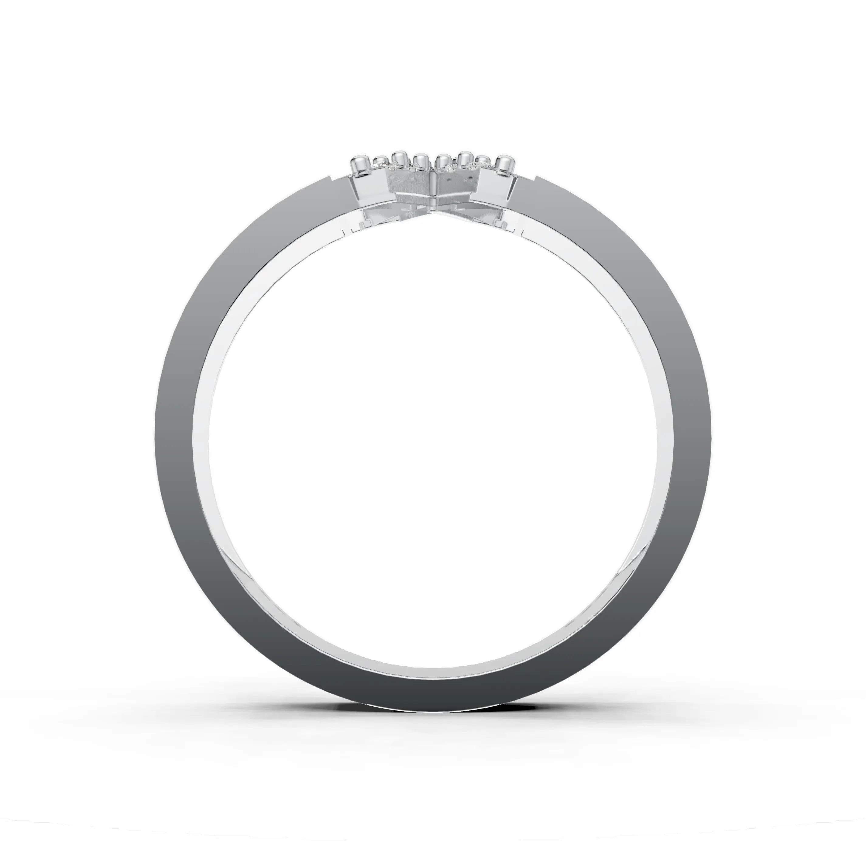 Pargold Solid Gold Exquisite Initial "X" Gold Signet Ring -Silver_Diamond_Static_Silver