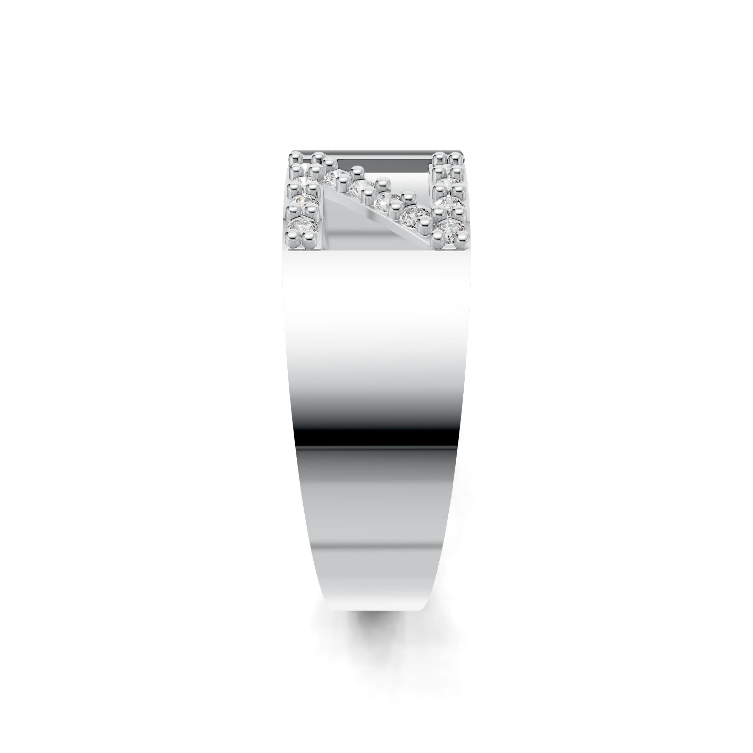 Pargold Solid Gold Zephyr Initial "Z" Gold Signet Ring -Silver_Diamond_Static_Silver