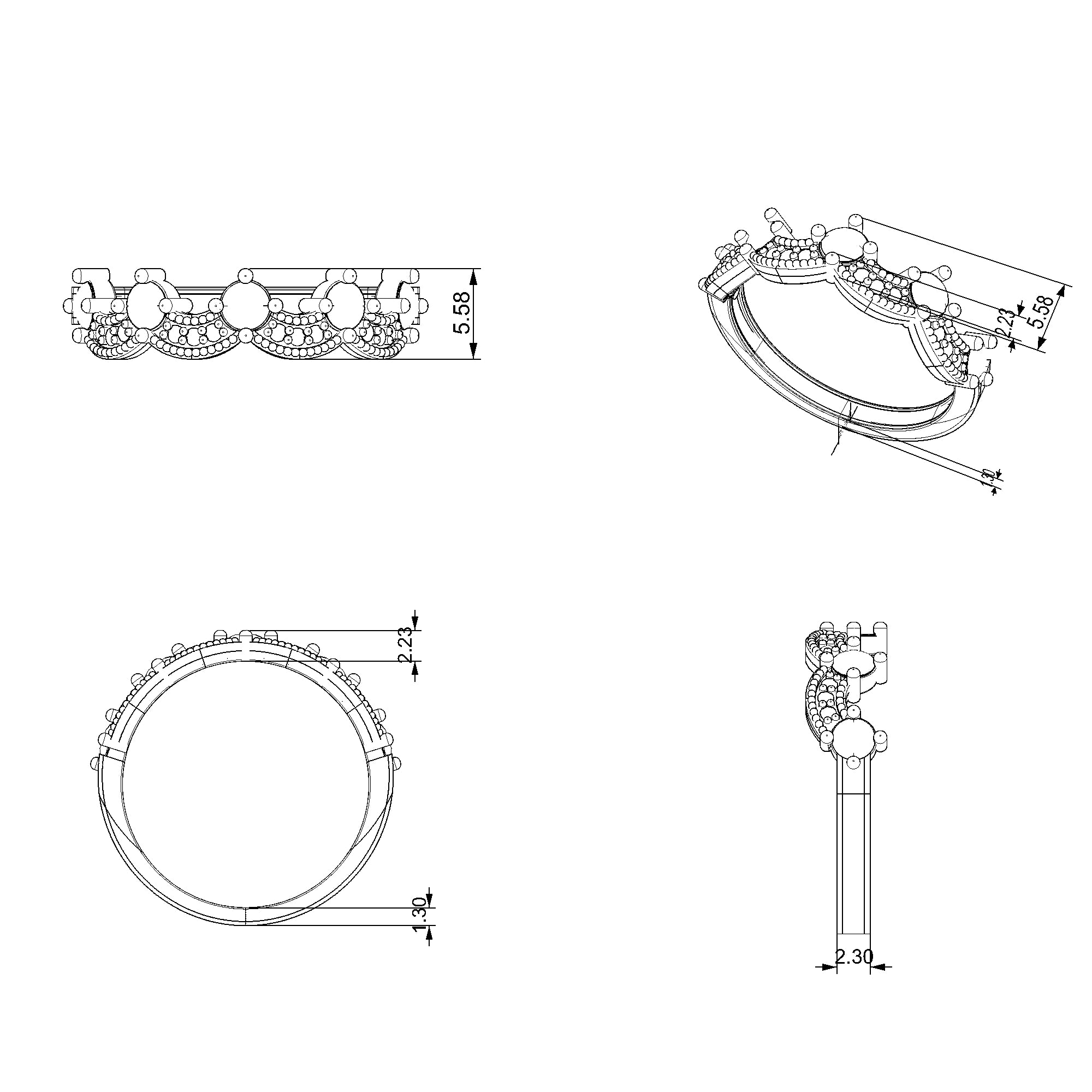 Pargold Solid Gold Crescendo Sparkle Band Ring-Static