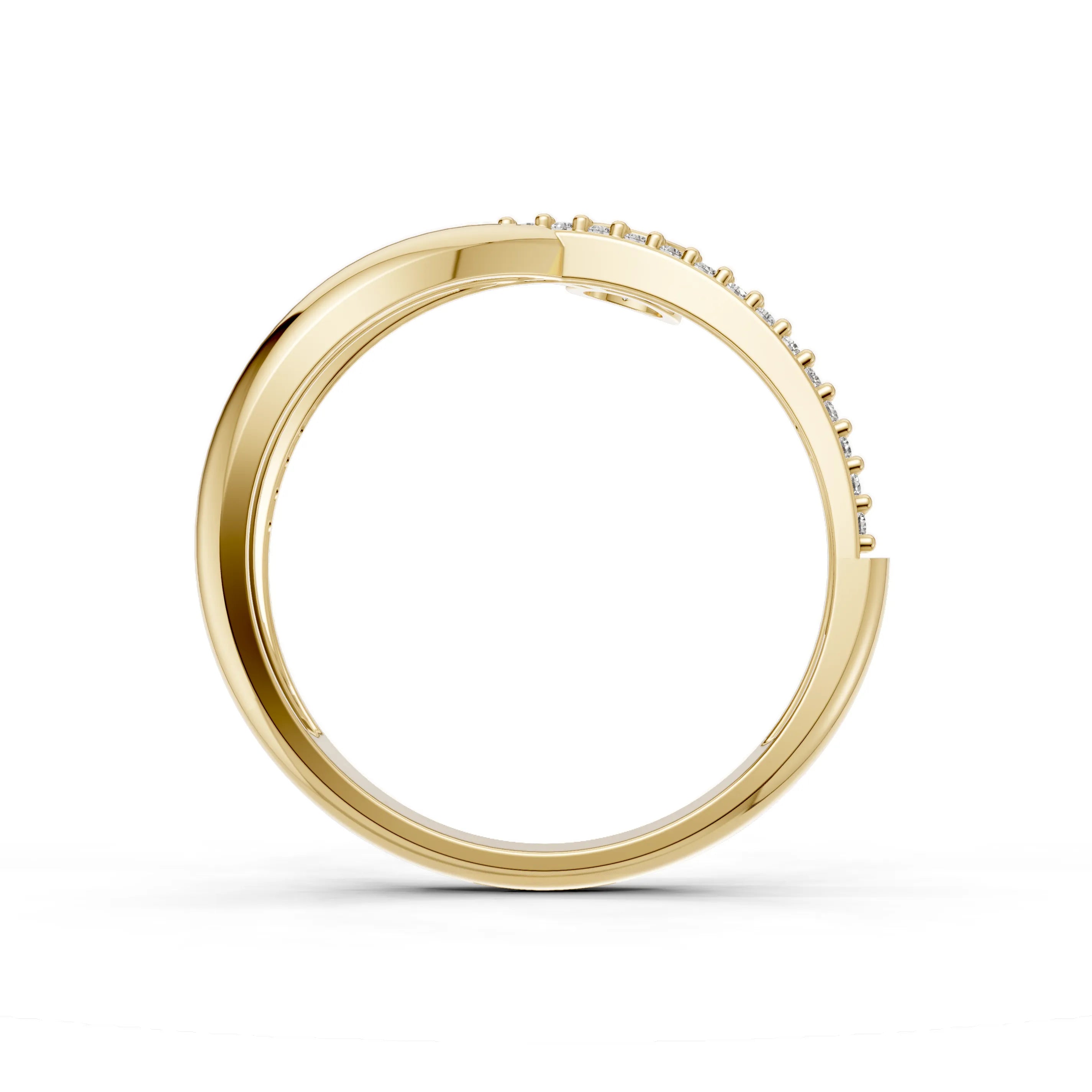 Pargold Solid Gold Solitaire Orbit Pavé Criss-Cross Ring -Gold_Diamond_Diamond_Static_Gold