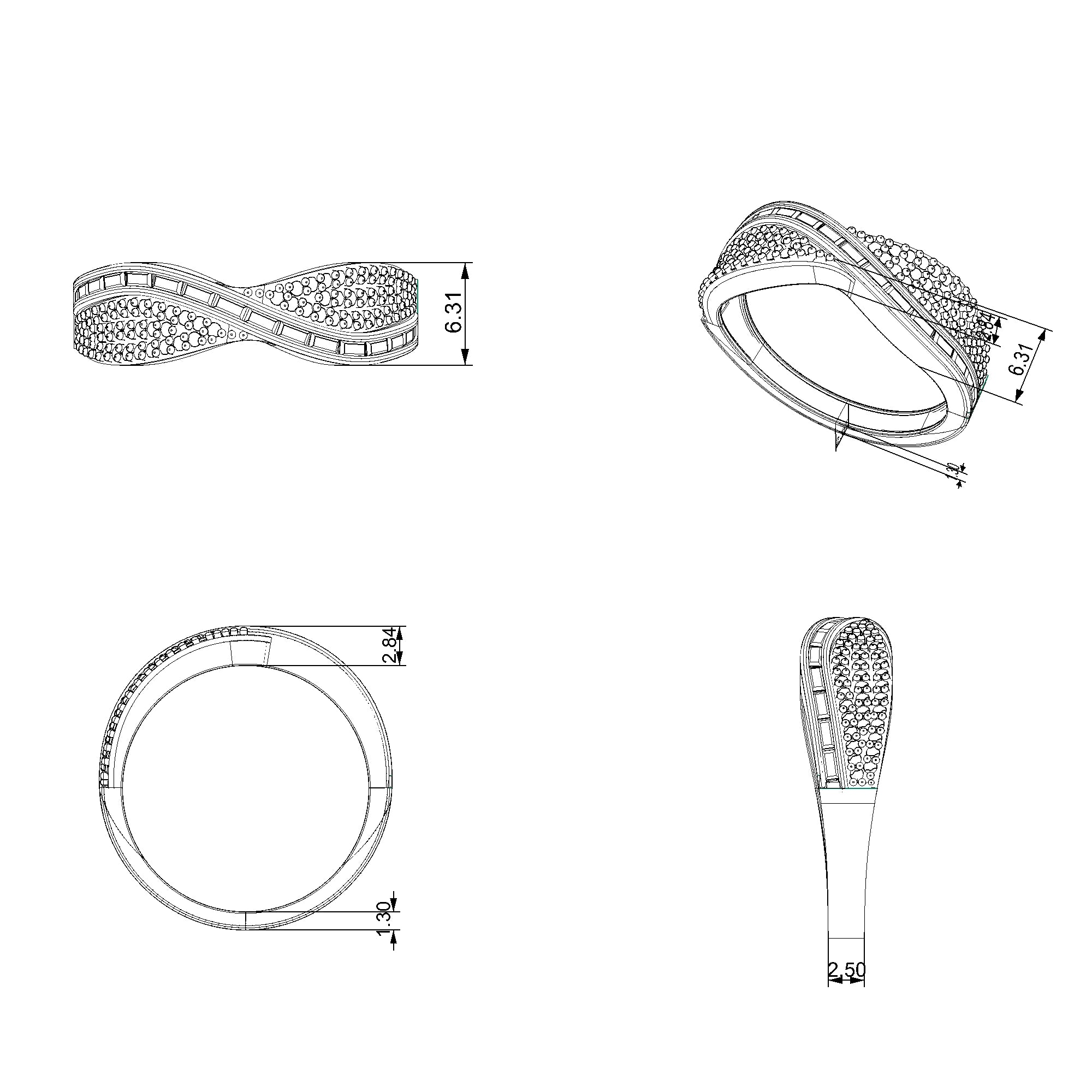 Pargold Solid Gold Diagonal Elegance Cocktail Ring-Static