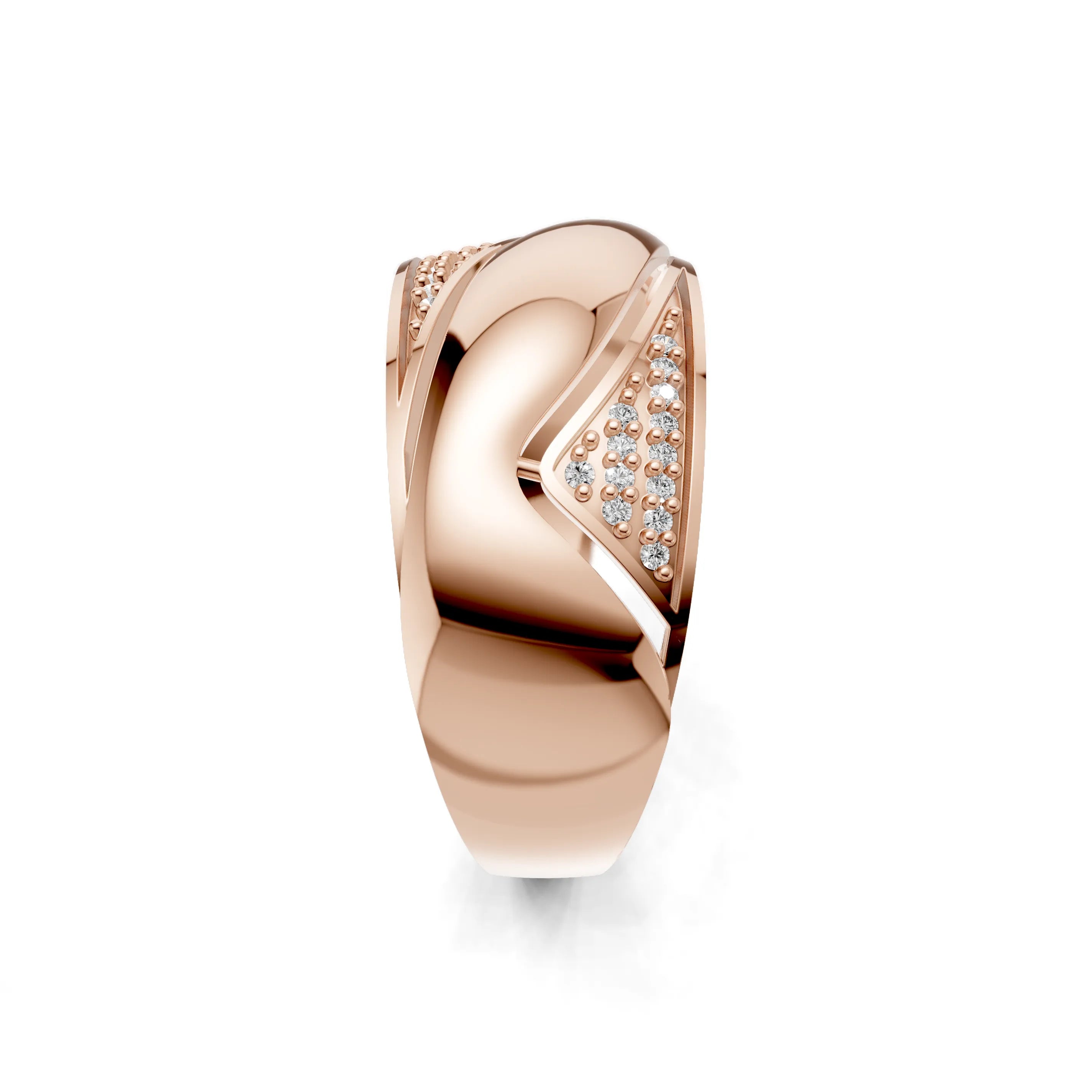 Pargold Solid Gold Sculptural Allure Pave Accent Ring -Rose_Diamond_Diamond_Static_Rose