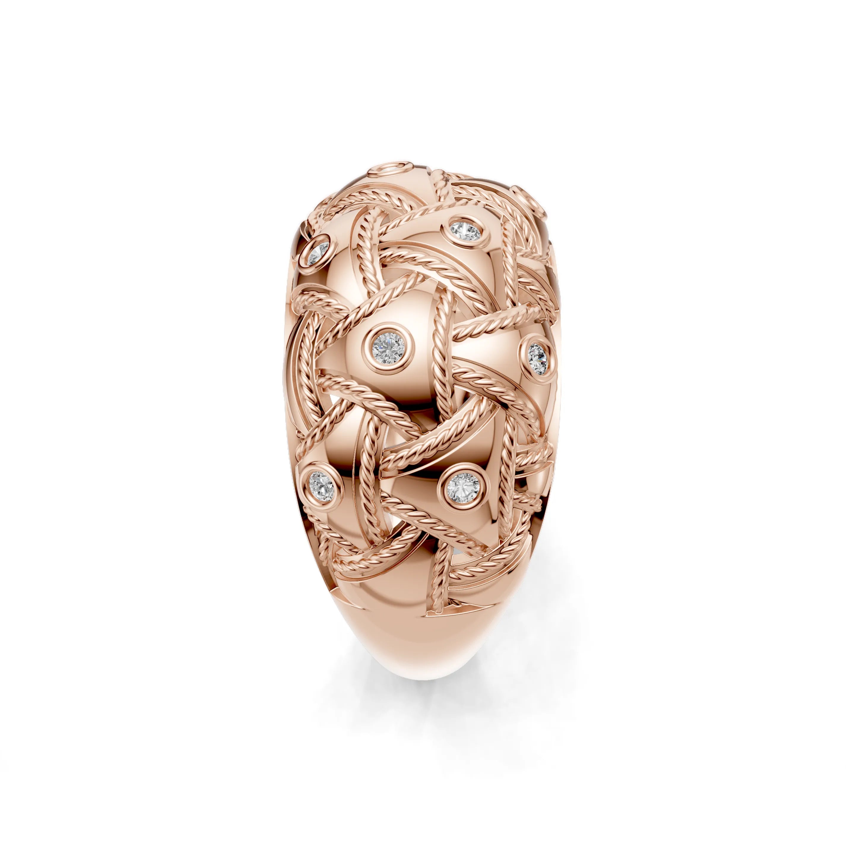 Pargold Solid Gold Nautical Knot Pave Elegance Ring -Rose_Diamond_Diamond_Static_Rose