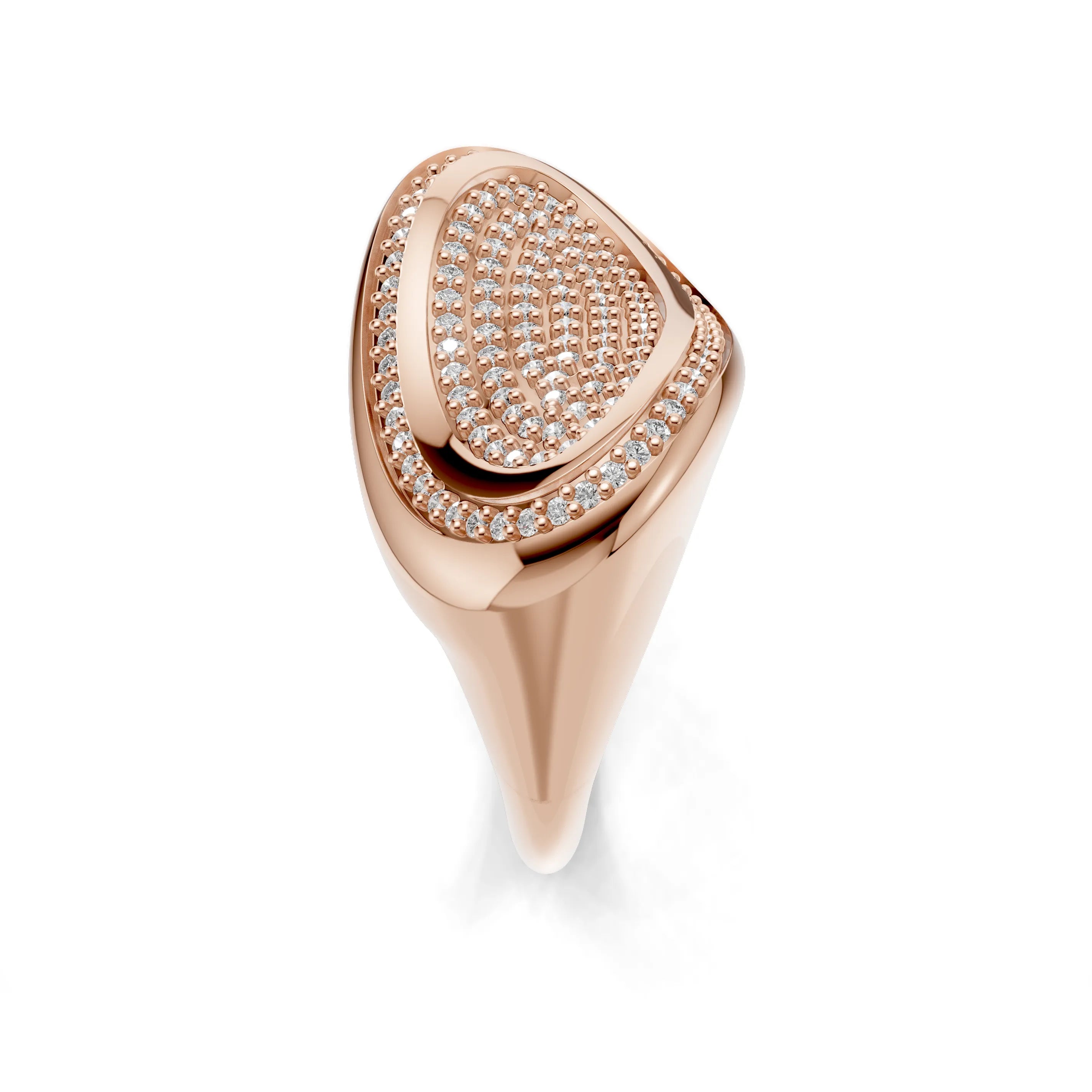 Pargold Solid Gold Oval Illusion Pave Signet Ring -Rose_Diamond_Diamond_Static_Rose