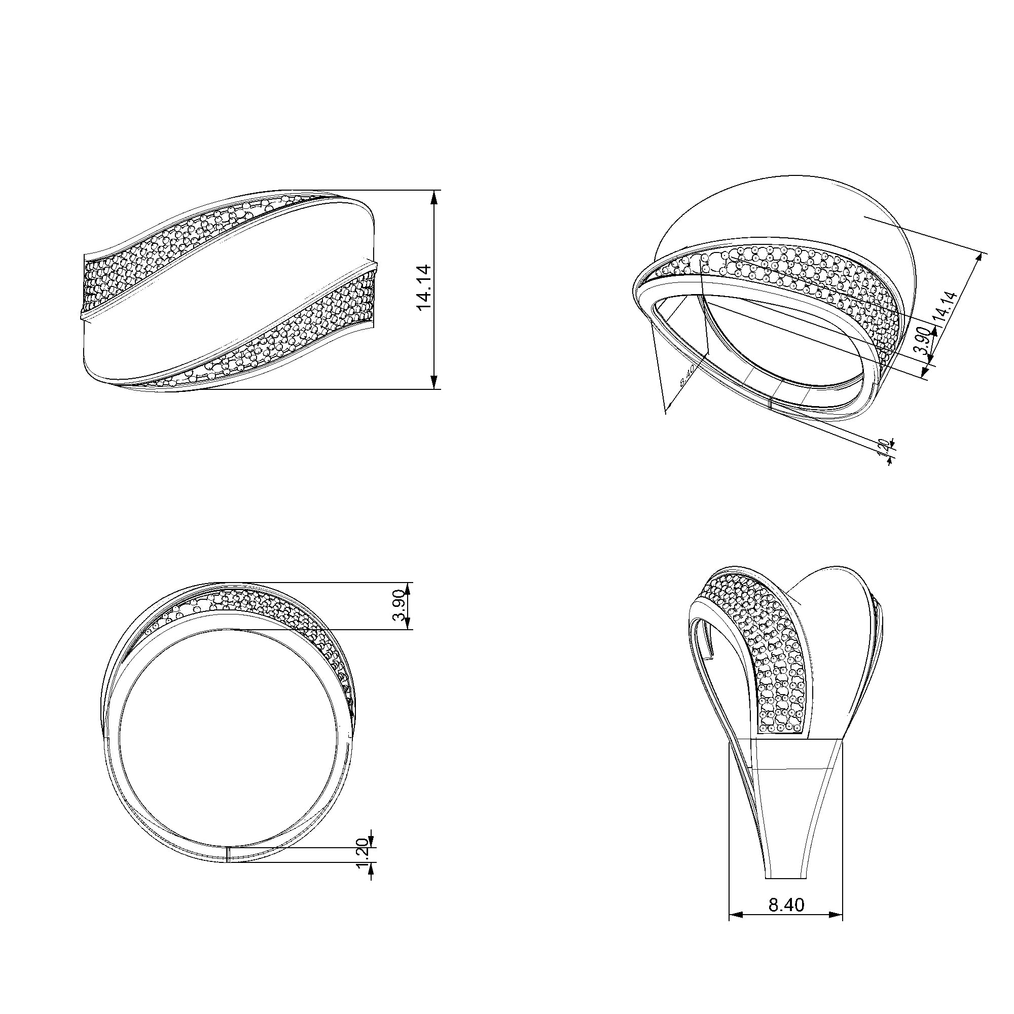 Pargold Solid Gold Diagonal Gleam Engagement Band-Static