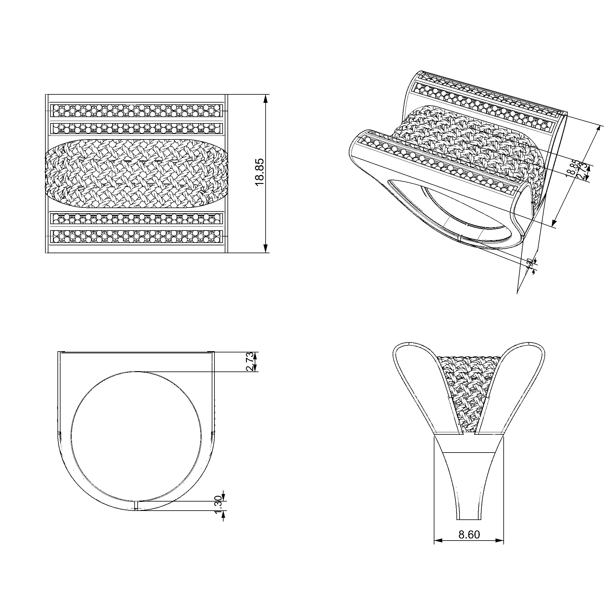 Pargold Solid Gold Woven Radiance Layered Band-Static