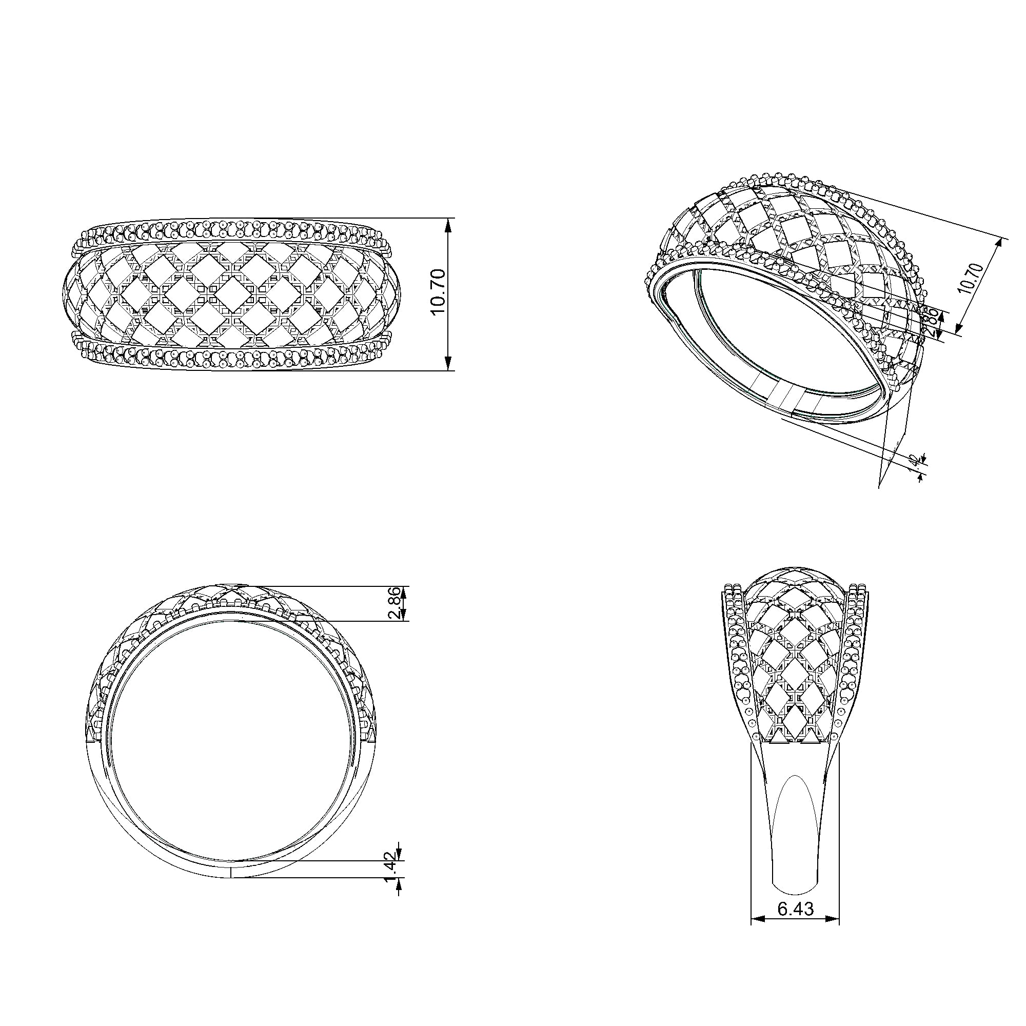 Pargold Solid Gold Lattice Crown Gem Band-Static