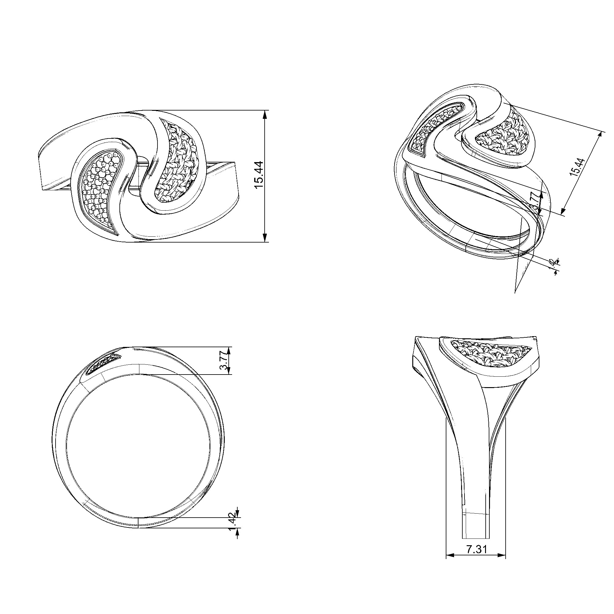 Pargold Solid Gold Enigmatic Heart Gem Accent Ring-Static