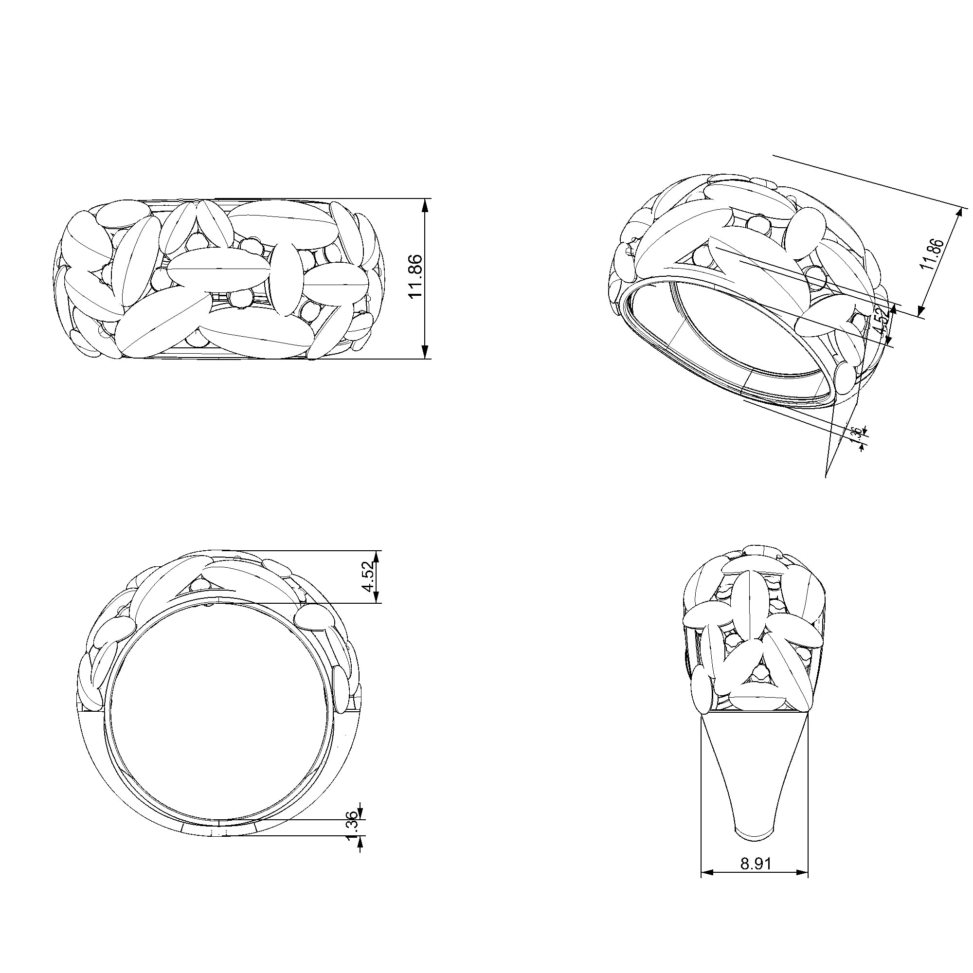 Pargold Solid Gold Floral Finesse Pave Ring-Static