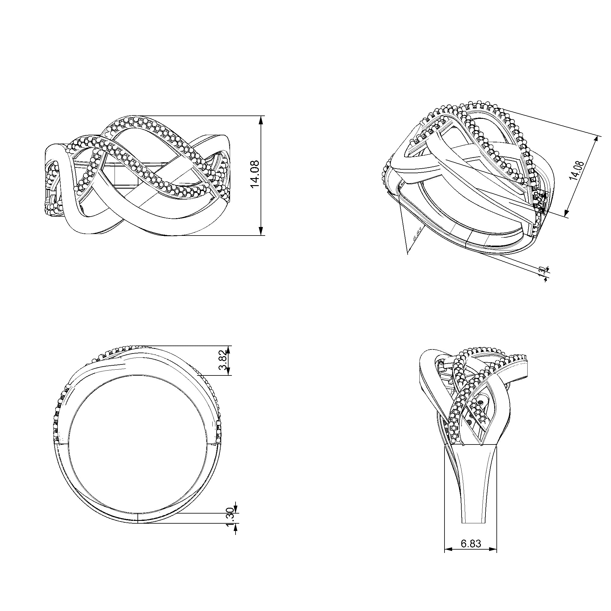 Pargold Solid Gold Golden Infinity Gleam Band -Static