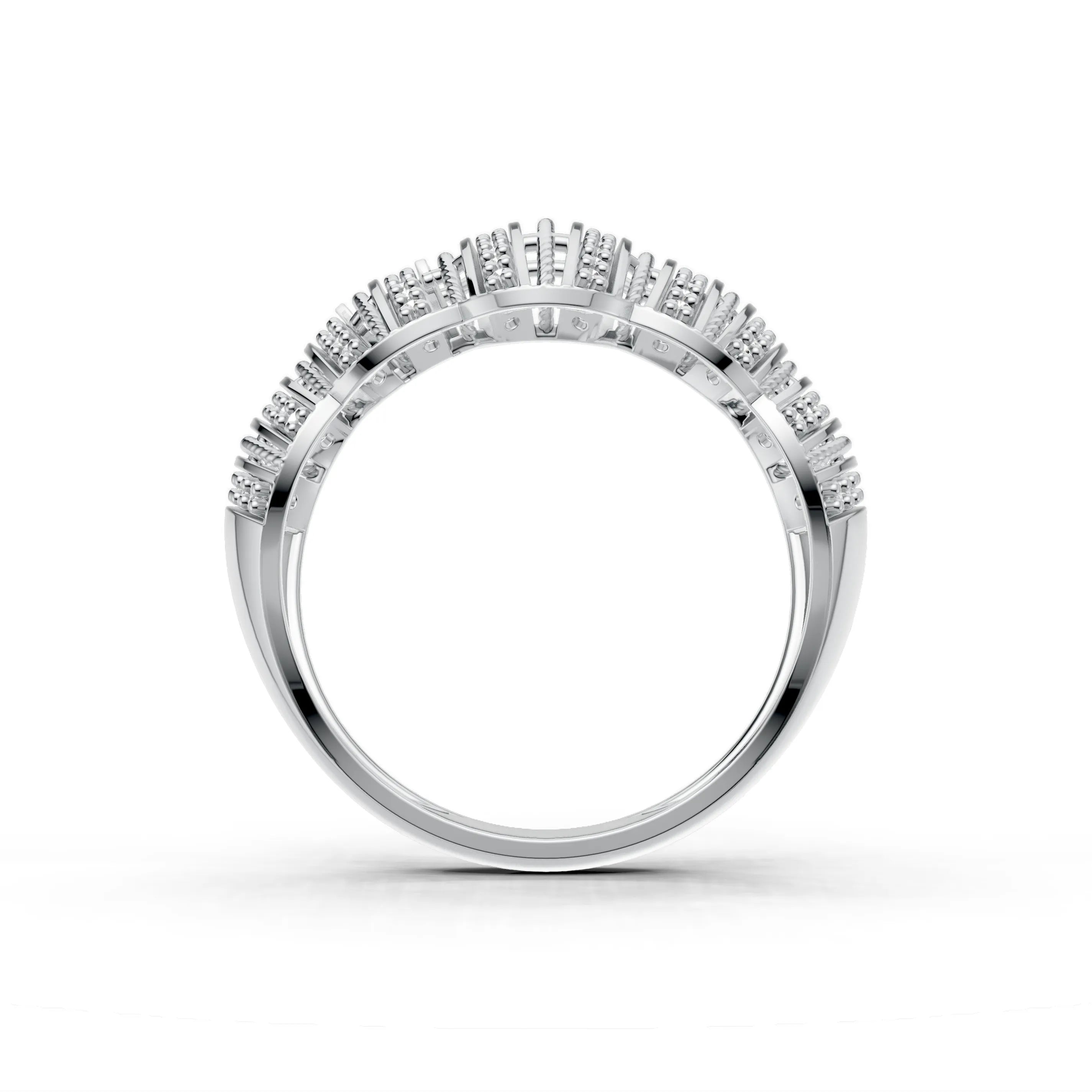 Pargold Solid Gold Radiant Lattice Luxe Band -Silver_Diamond_Diamond_Static_Silver