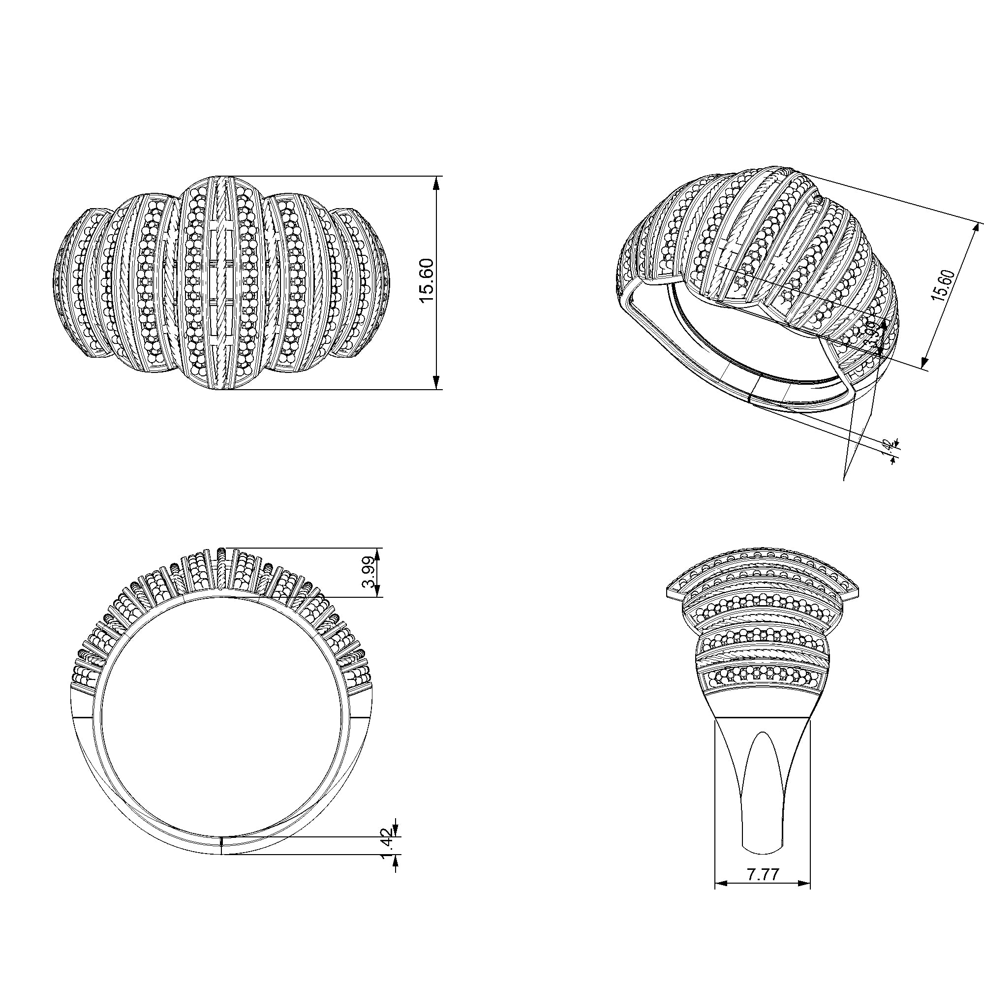 Pargold Solid Gold Radiant Lattice Luxe Band -Static