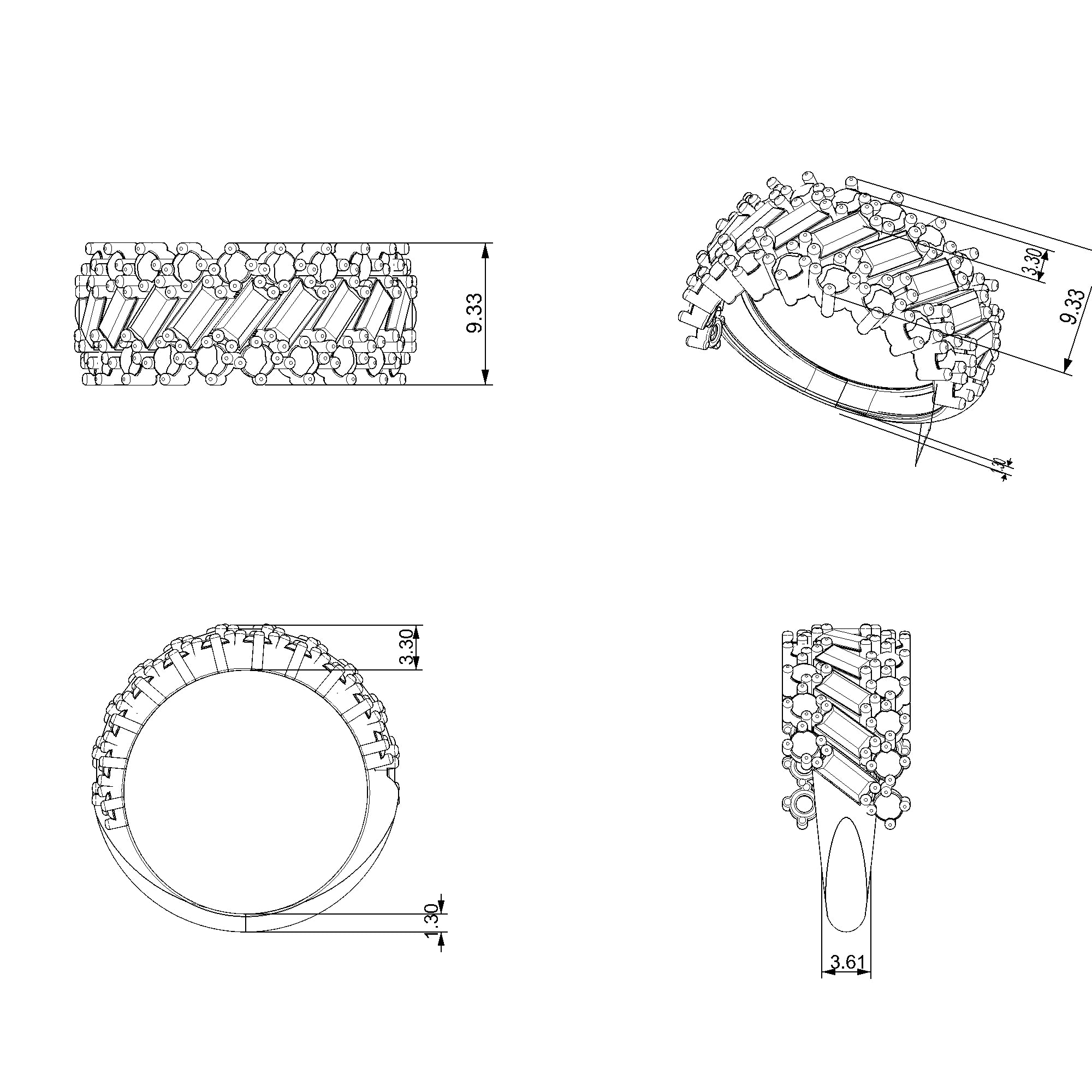 Pargold Solid Gold Baguette Brilliance Weave Ring-Static