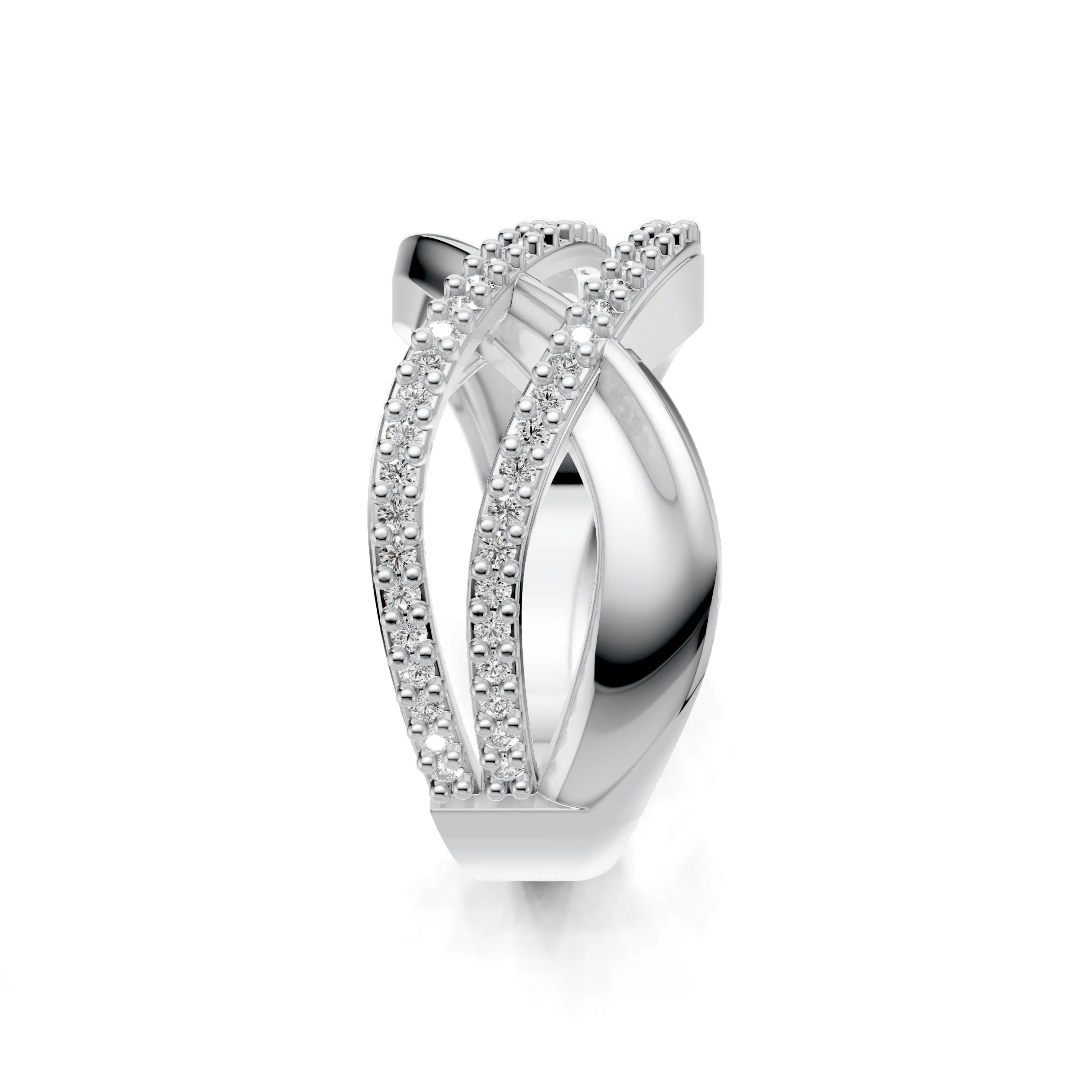 Pargold Solid Gold Entwined Splendor Ring -Silver_Diamond_Diamond_Static_Silver