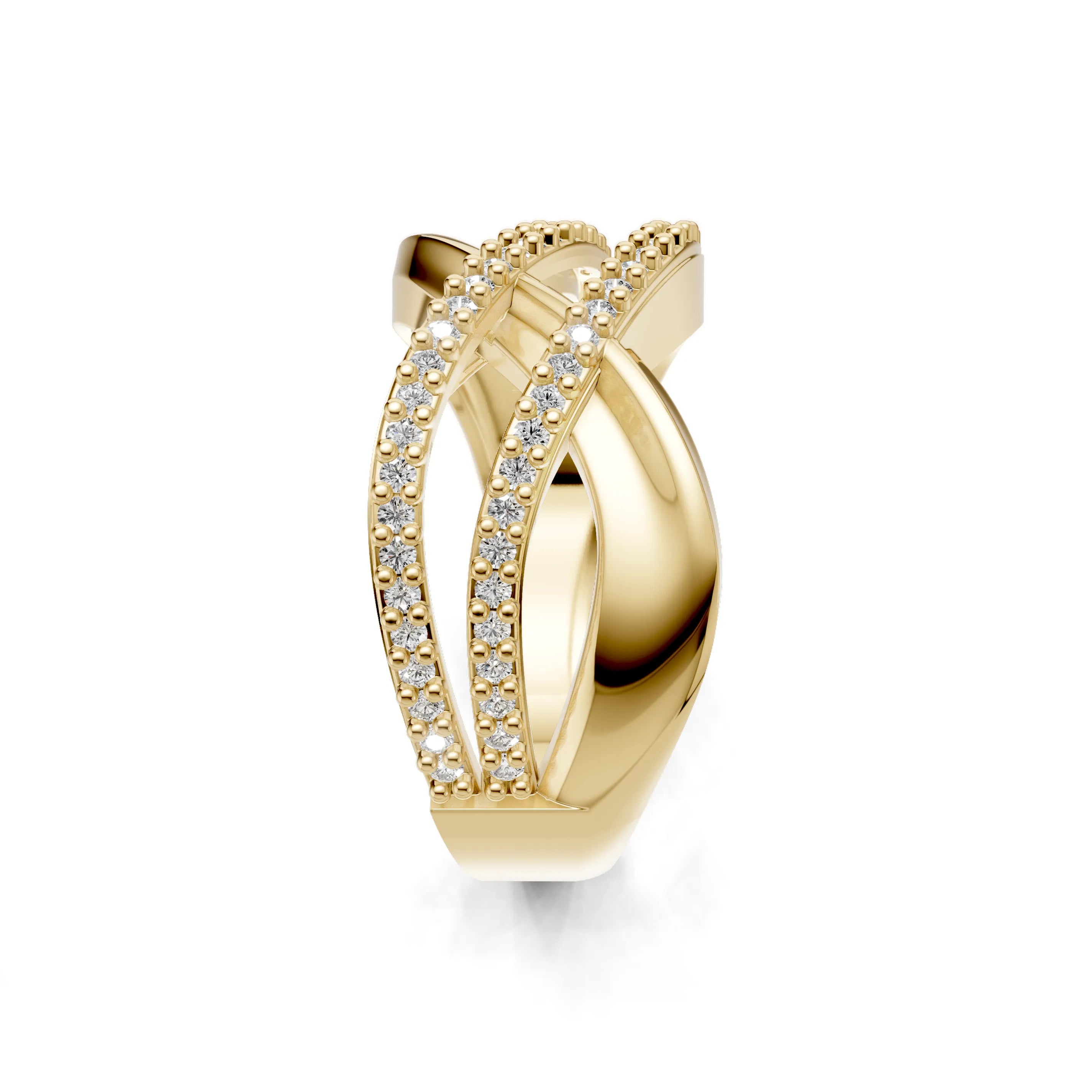 Pargold Solid Gold Entwined Splendor Ring -Gold_Diamond_Diamond_Static_Gold