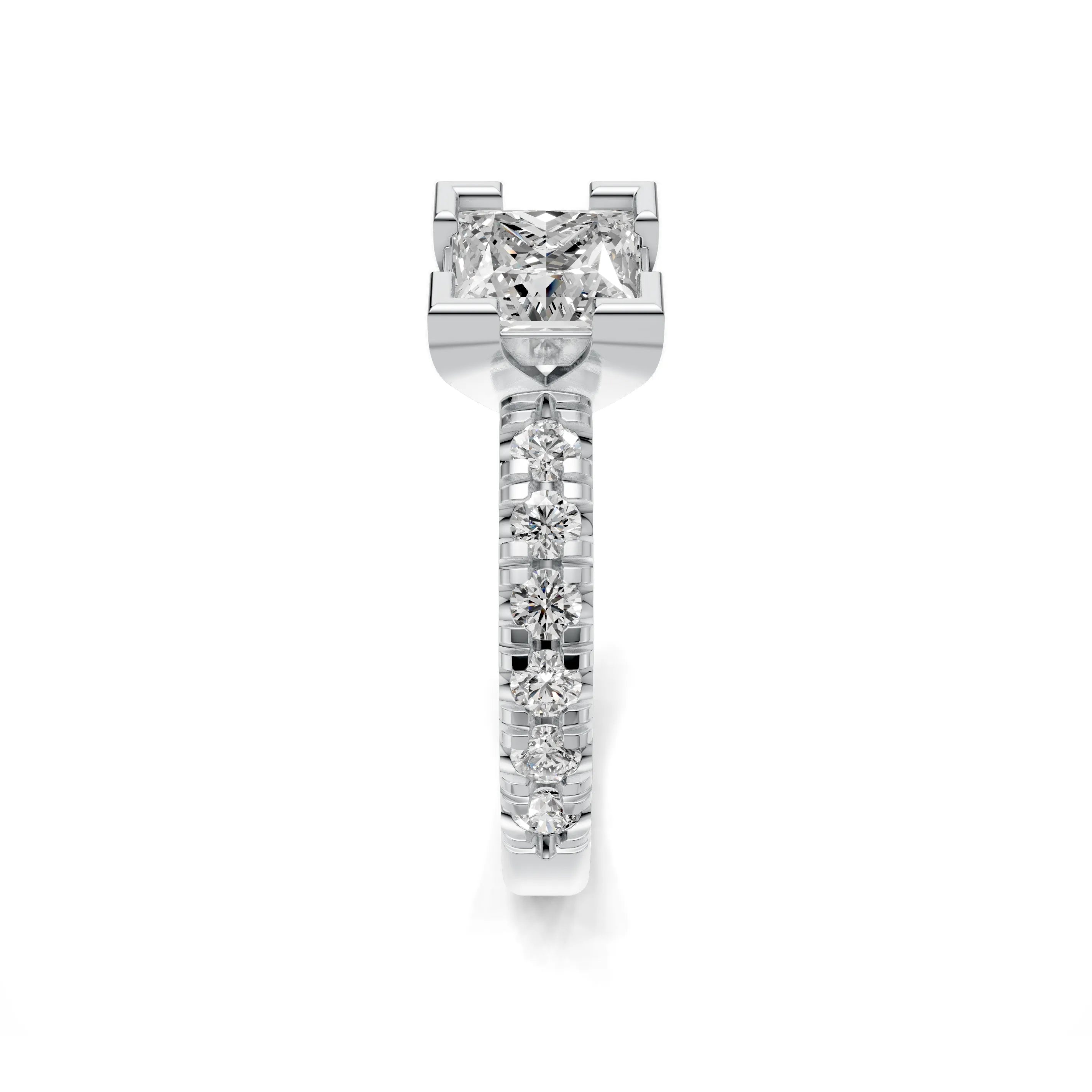 Pargold Solid Gold Square Pave Elegance Ring -Silver_Diamond_Diamond_Static_Silver