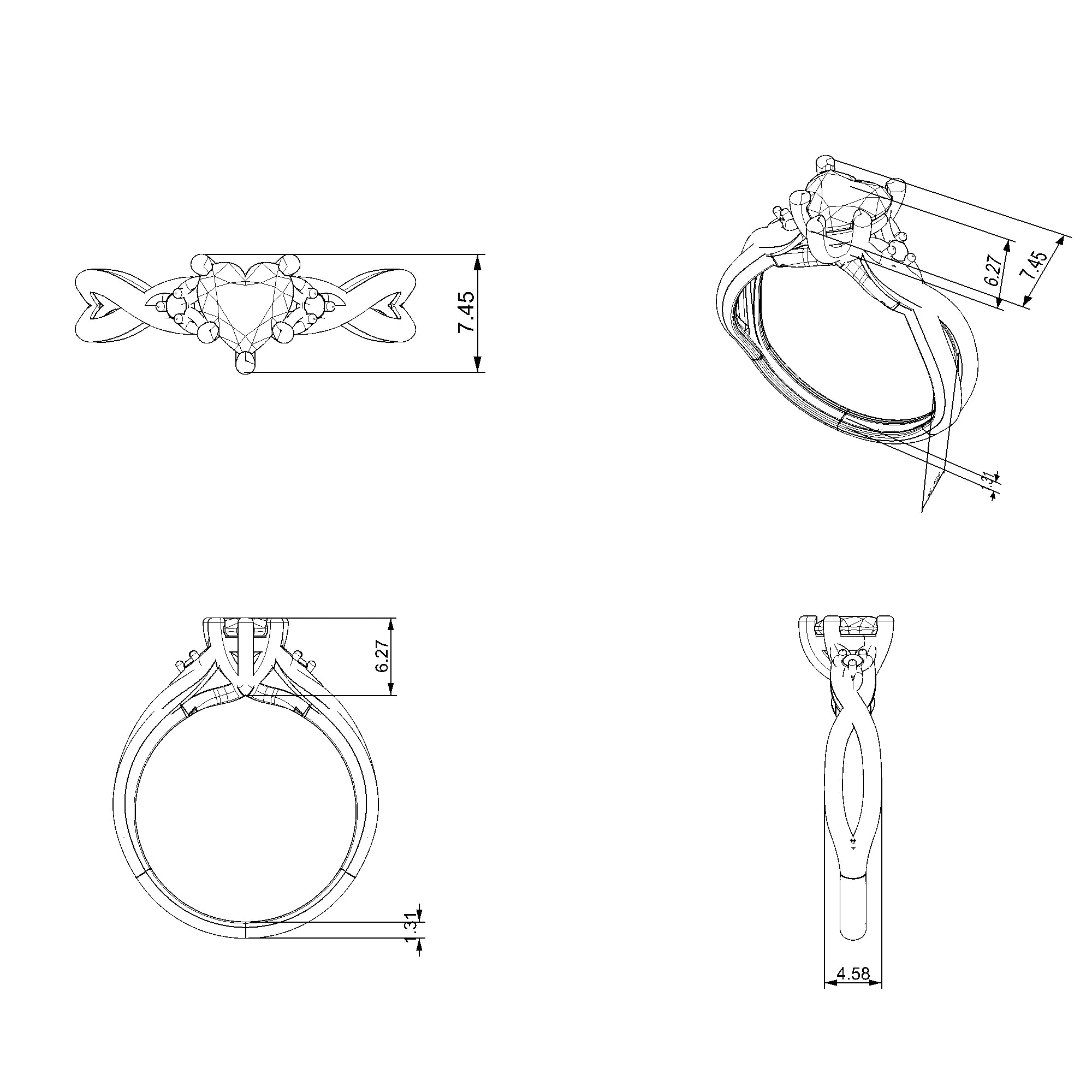 Pargold Solid Gold Amour Heart Gemstone Ring-Static