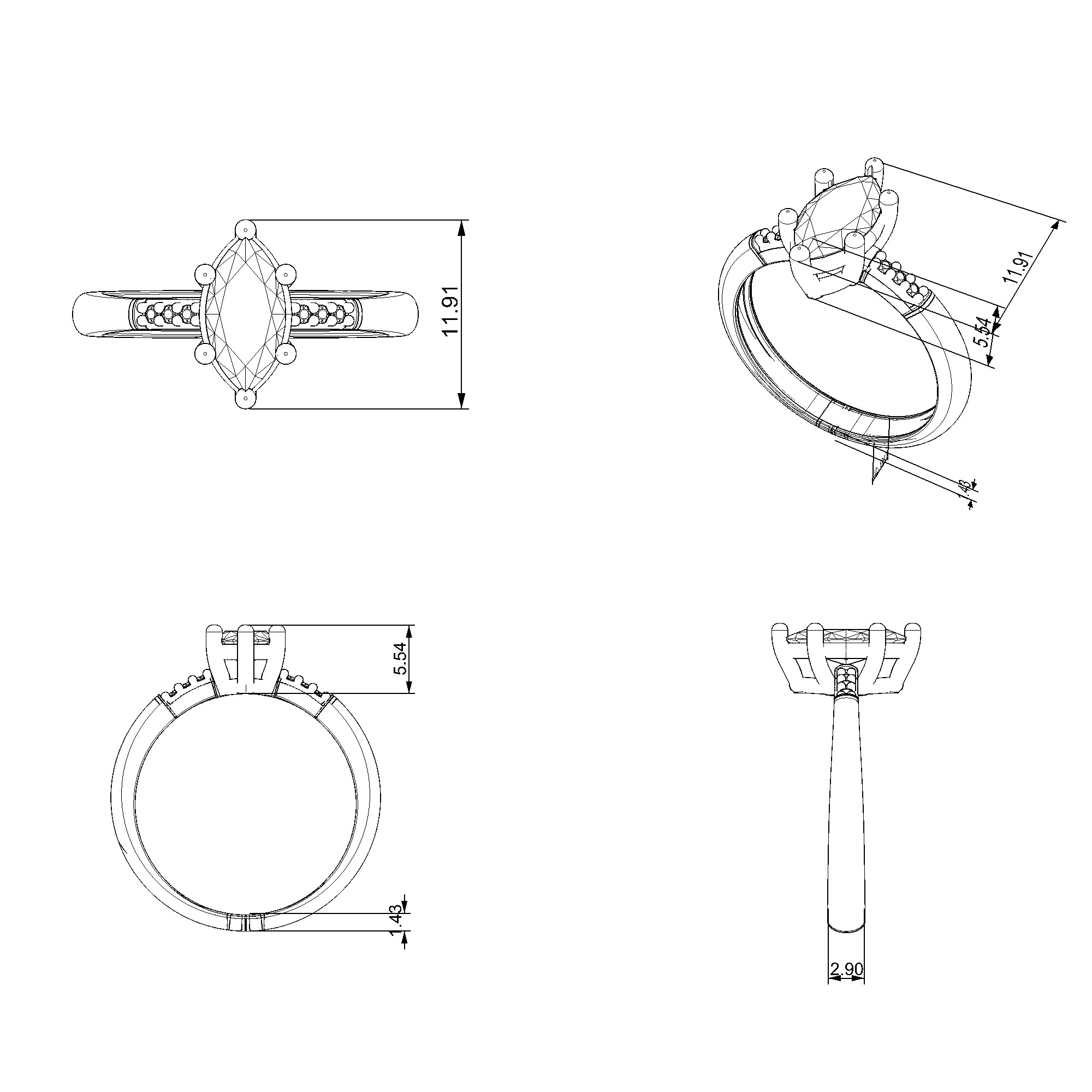 Pargold Solid Gold Marquise Majesty Gemstone Ring-Static