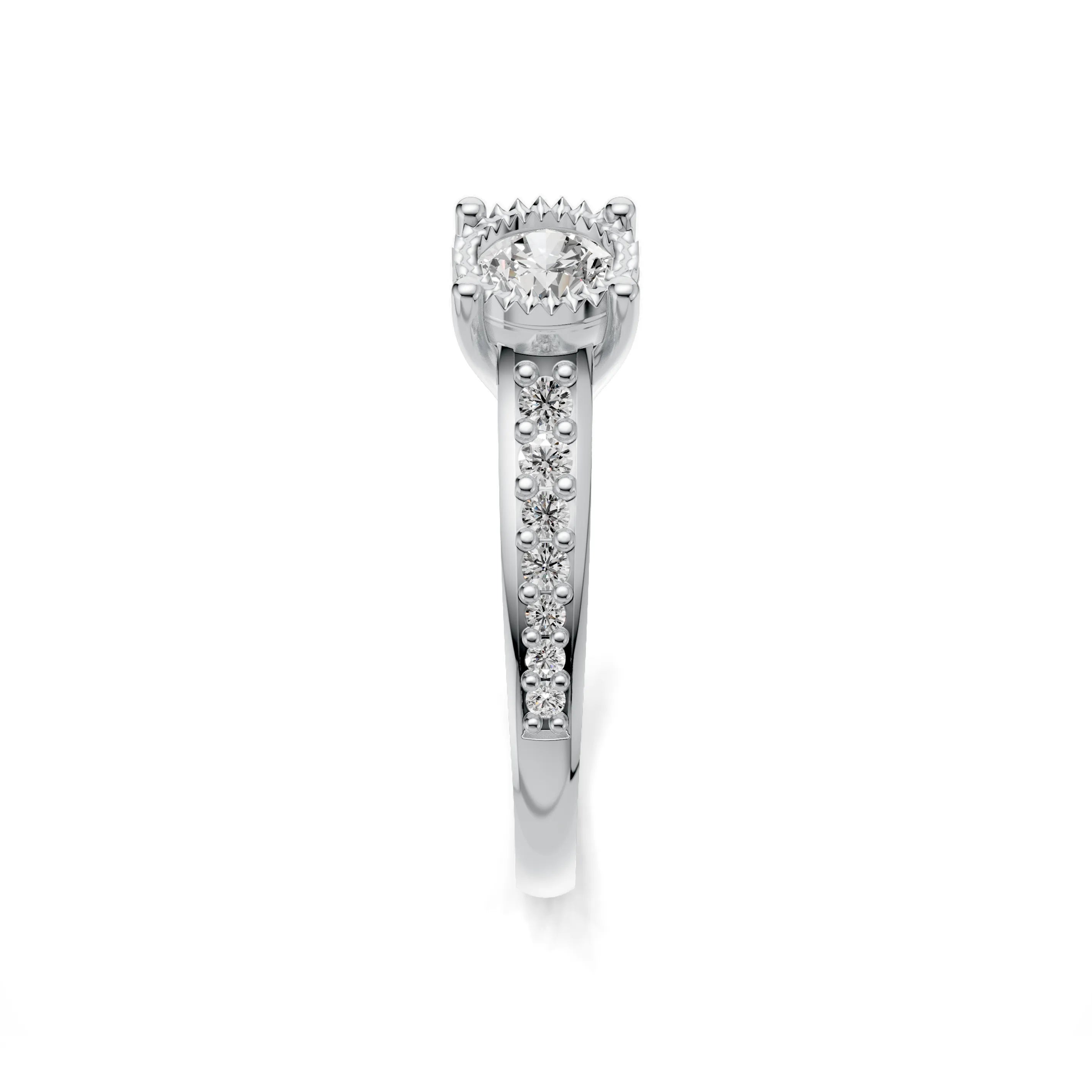 Pargold Solid Gold Radiant Coronet Pave Ring -Silver_Diamond_Diamond_Static_Silver
