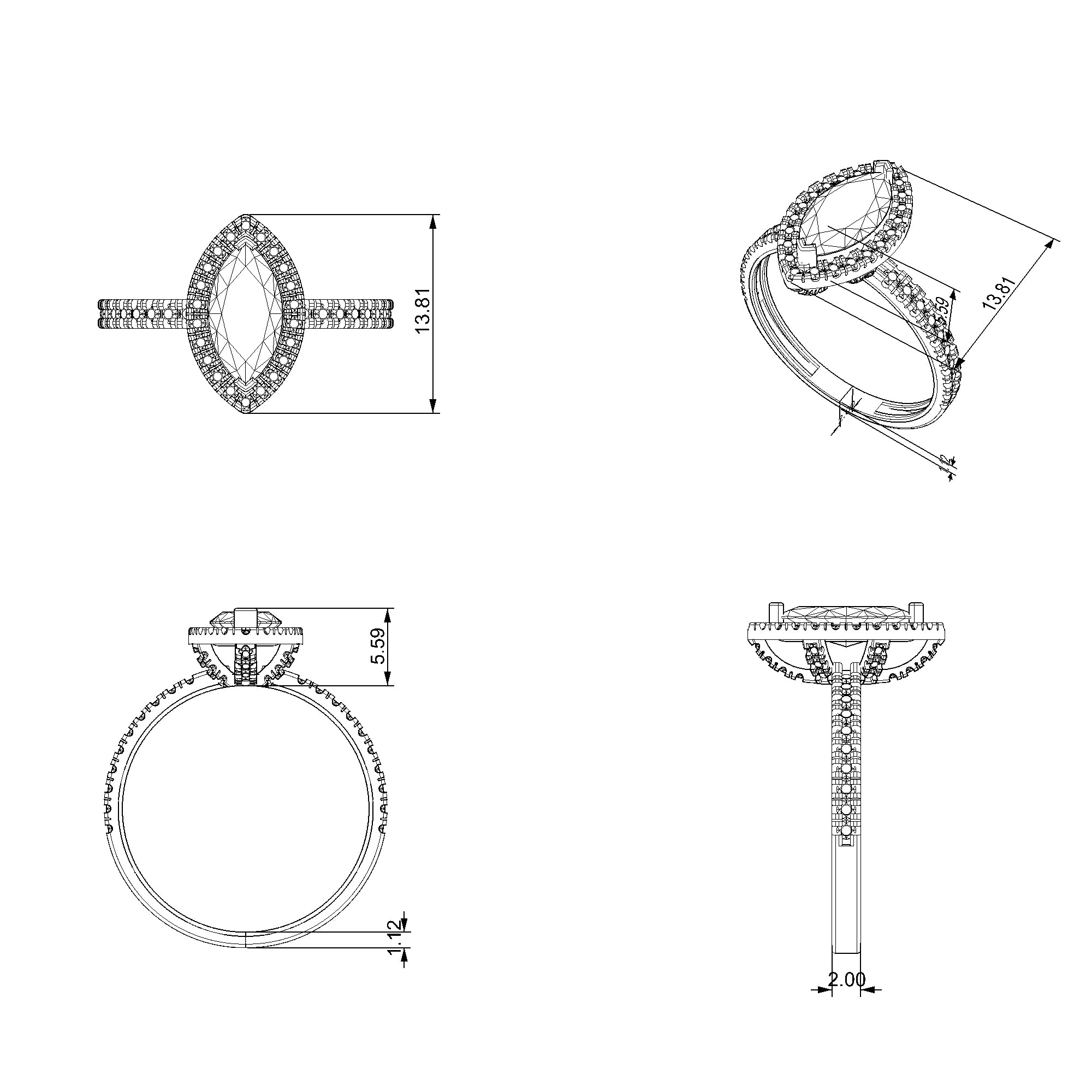 Pargold Solid Gold Majestic Marquise Halo Ring-Static