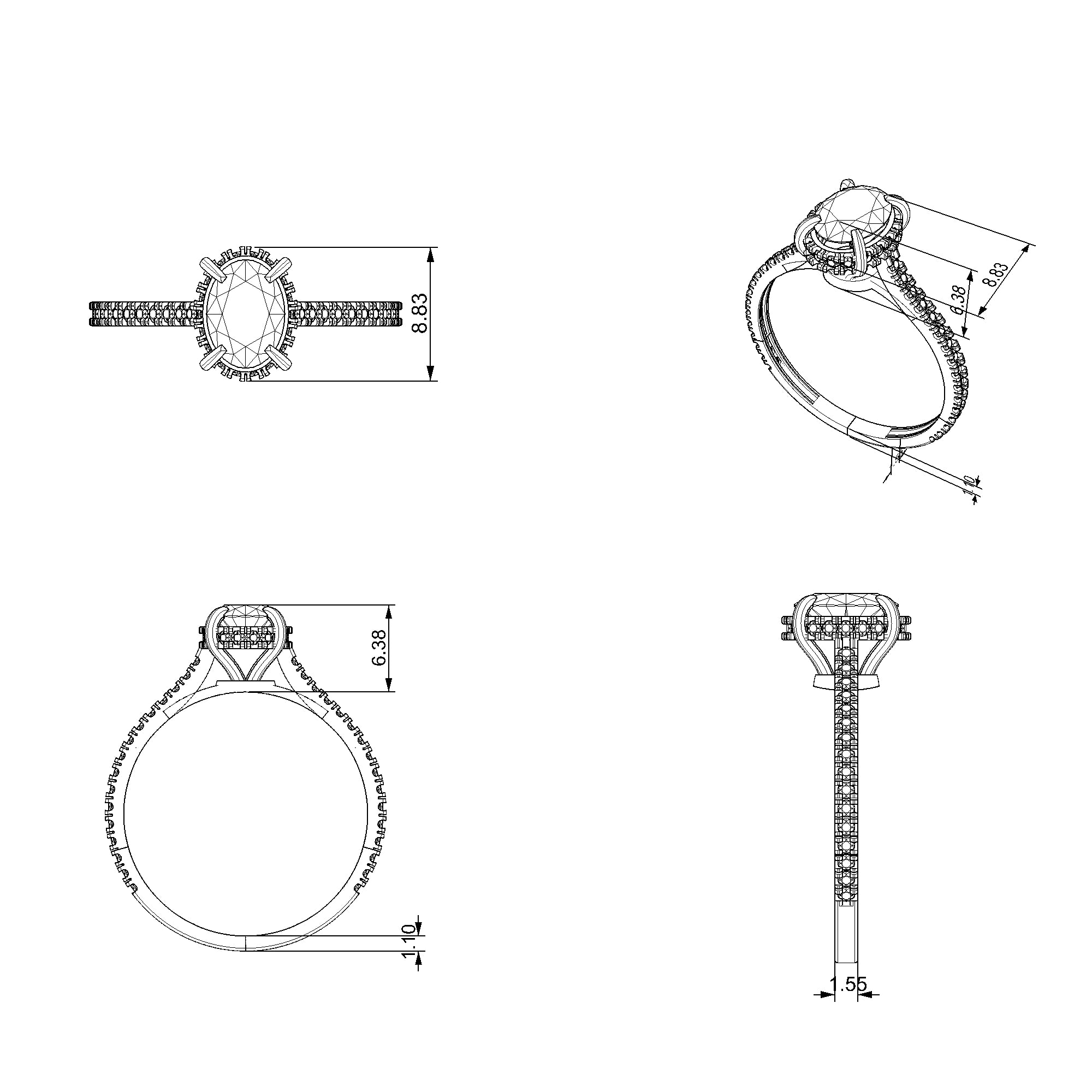 Pargold Solid Gold Elegant Oval Solitaire Ring-Static