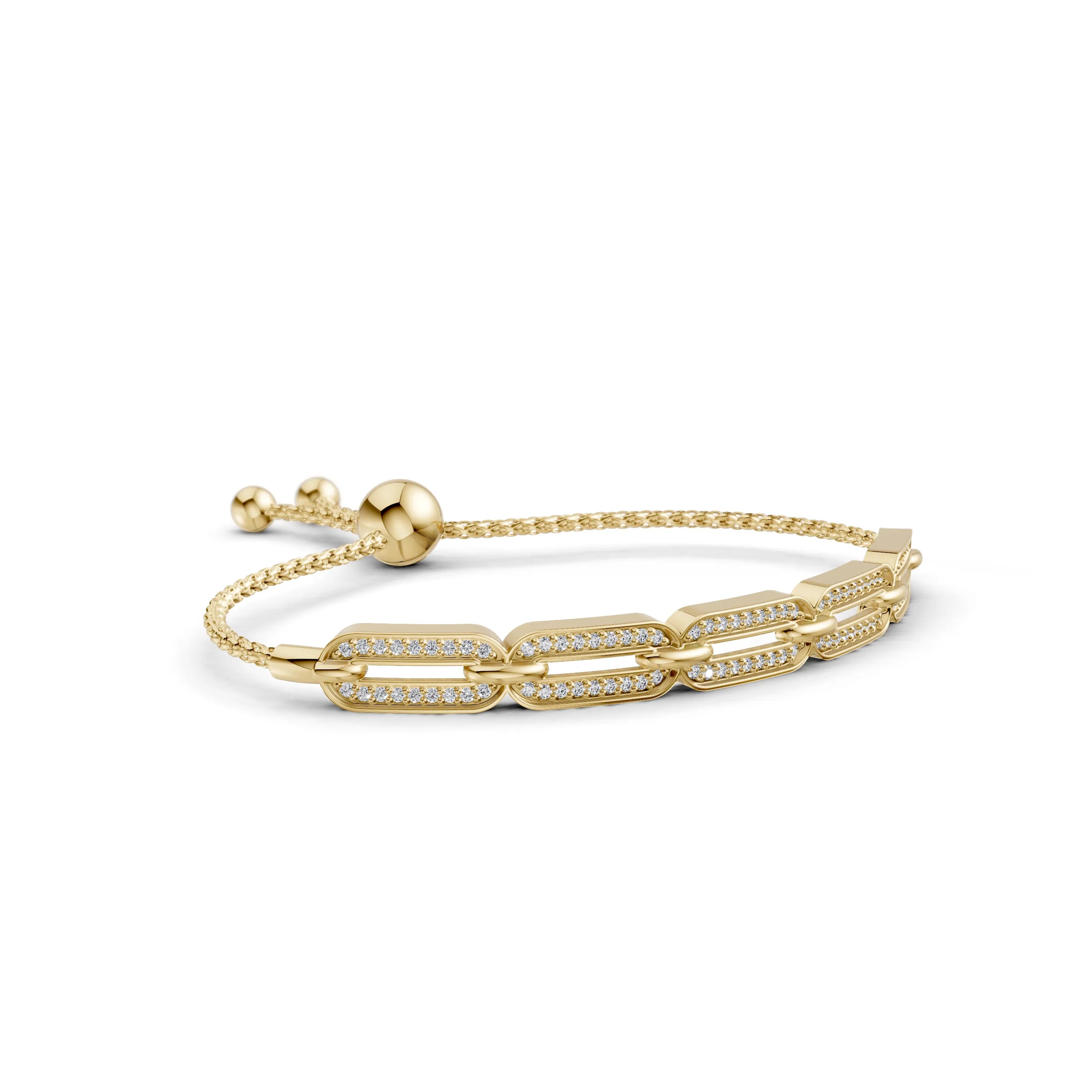 Pargold Solid Gold Luminous Link Bracelet: A Symphony of Radiant Gemstones -Gold_Diamond_Diamond_Static_Gold