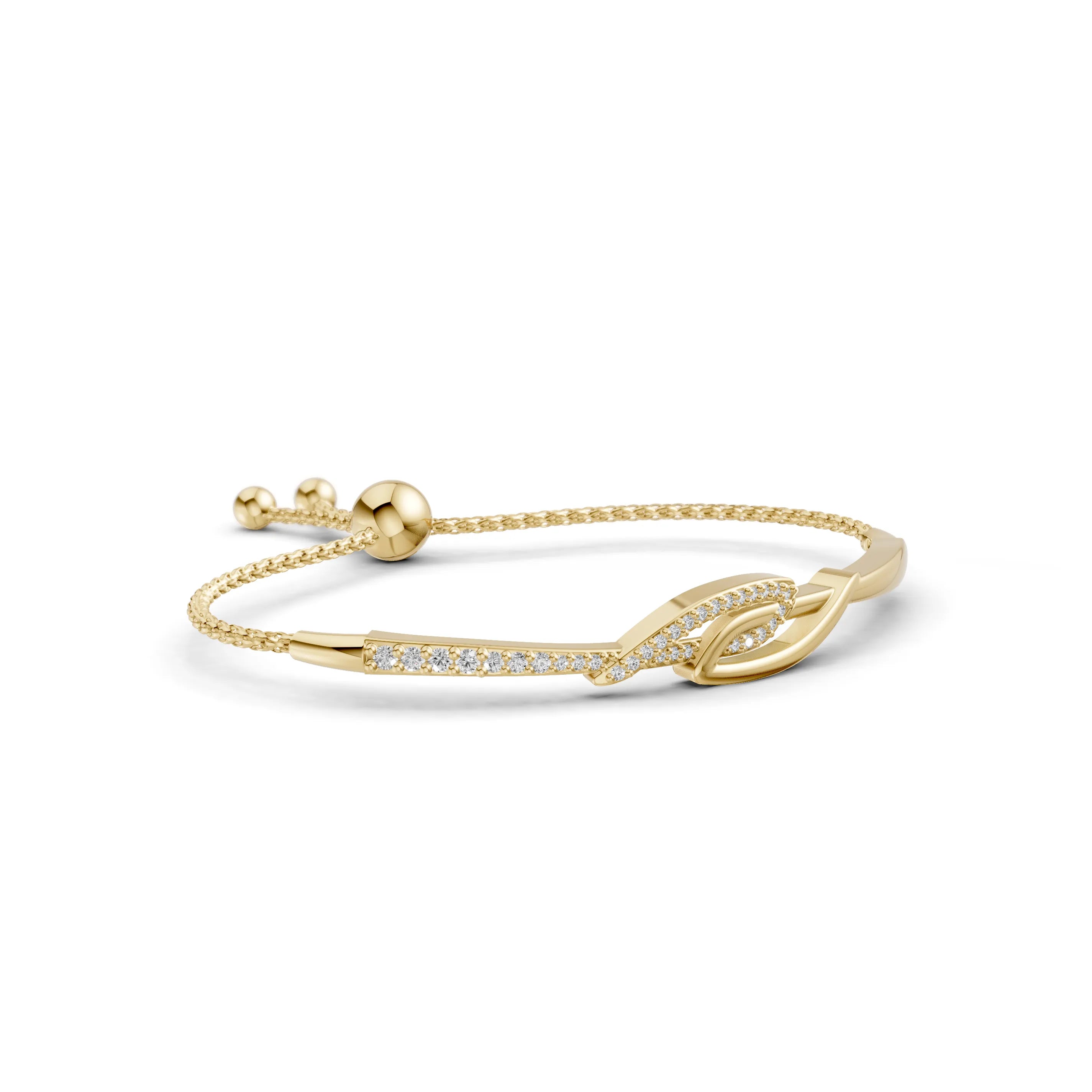Pargold Solid Gold Elegant Whisper Radiant Gemstone Bracelet -Gold_Diamond_Diamond_Static_Gold