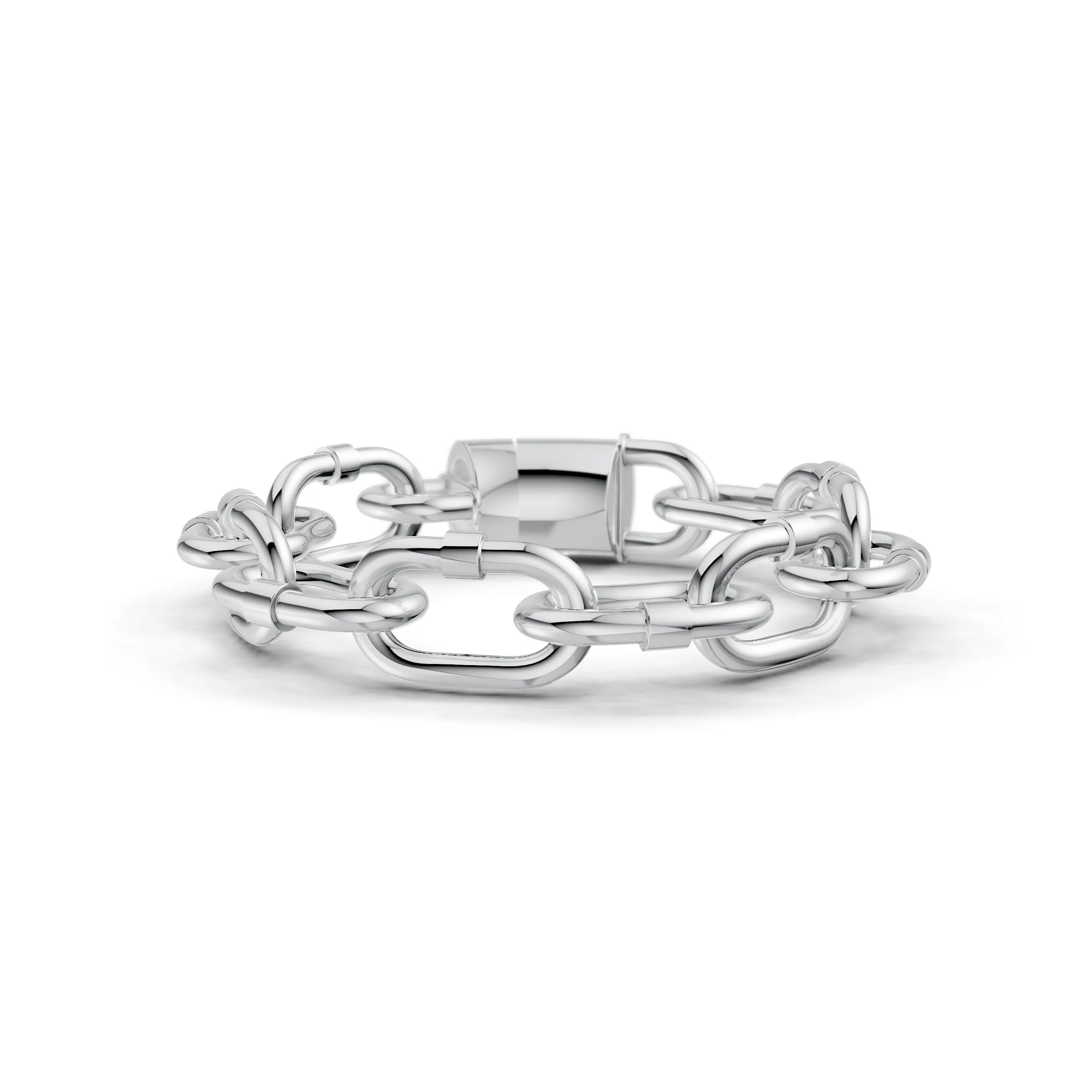 Pargold Solid Gold Majestic Link Elegance Bracelet -Silver_Static_Silver