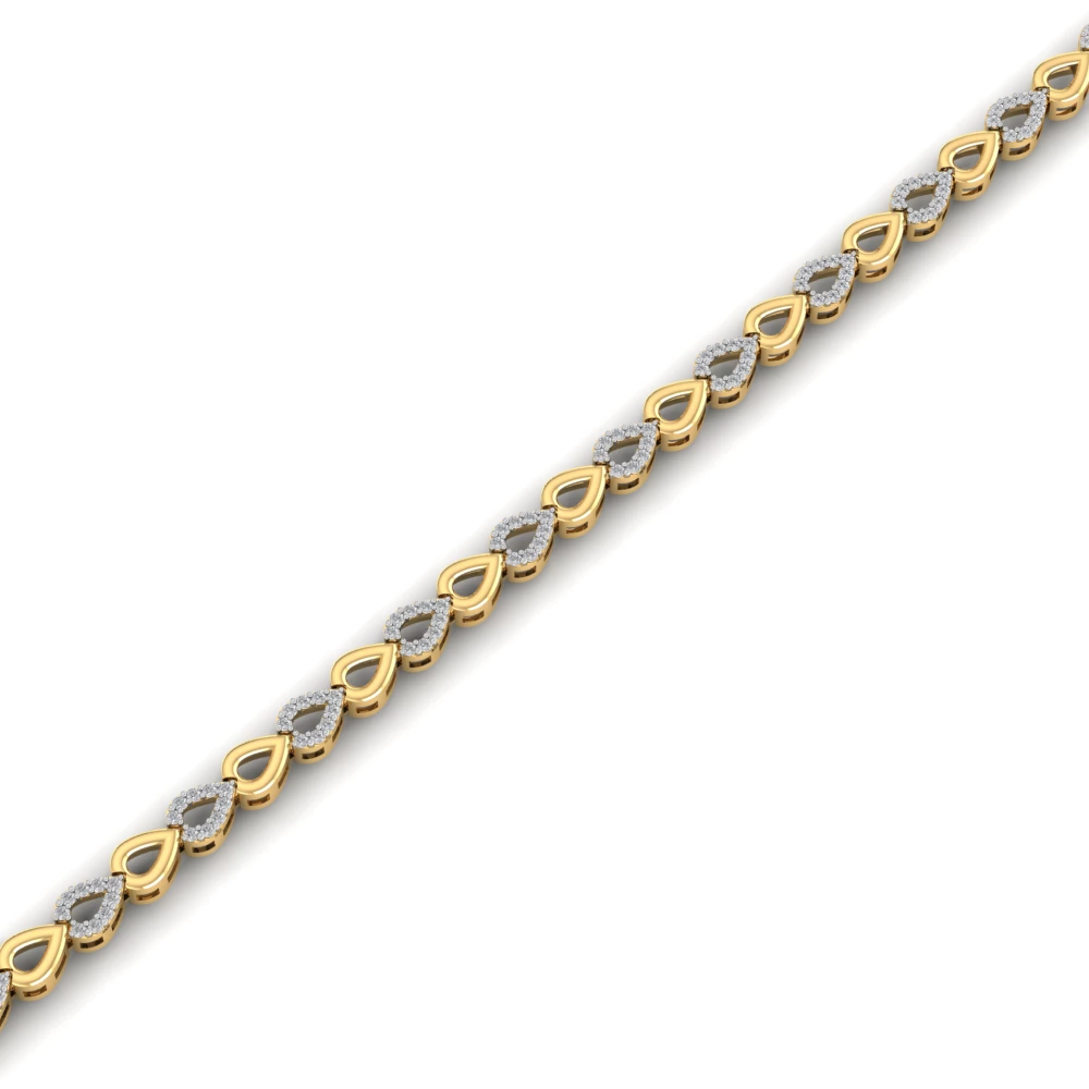 Pargold Solid Gold Gilded Dewdrop Heart Link Bracelet -Gold_Diamond_Diamond_Static_Gold