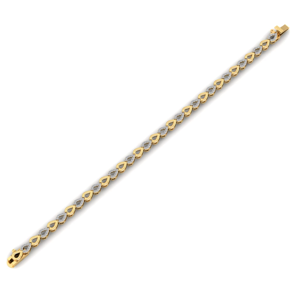 Pargold Solid Gold Gilded Dewdrop Heart Link Bracelet -Gold_Diamond_Diamond_Static_Gold