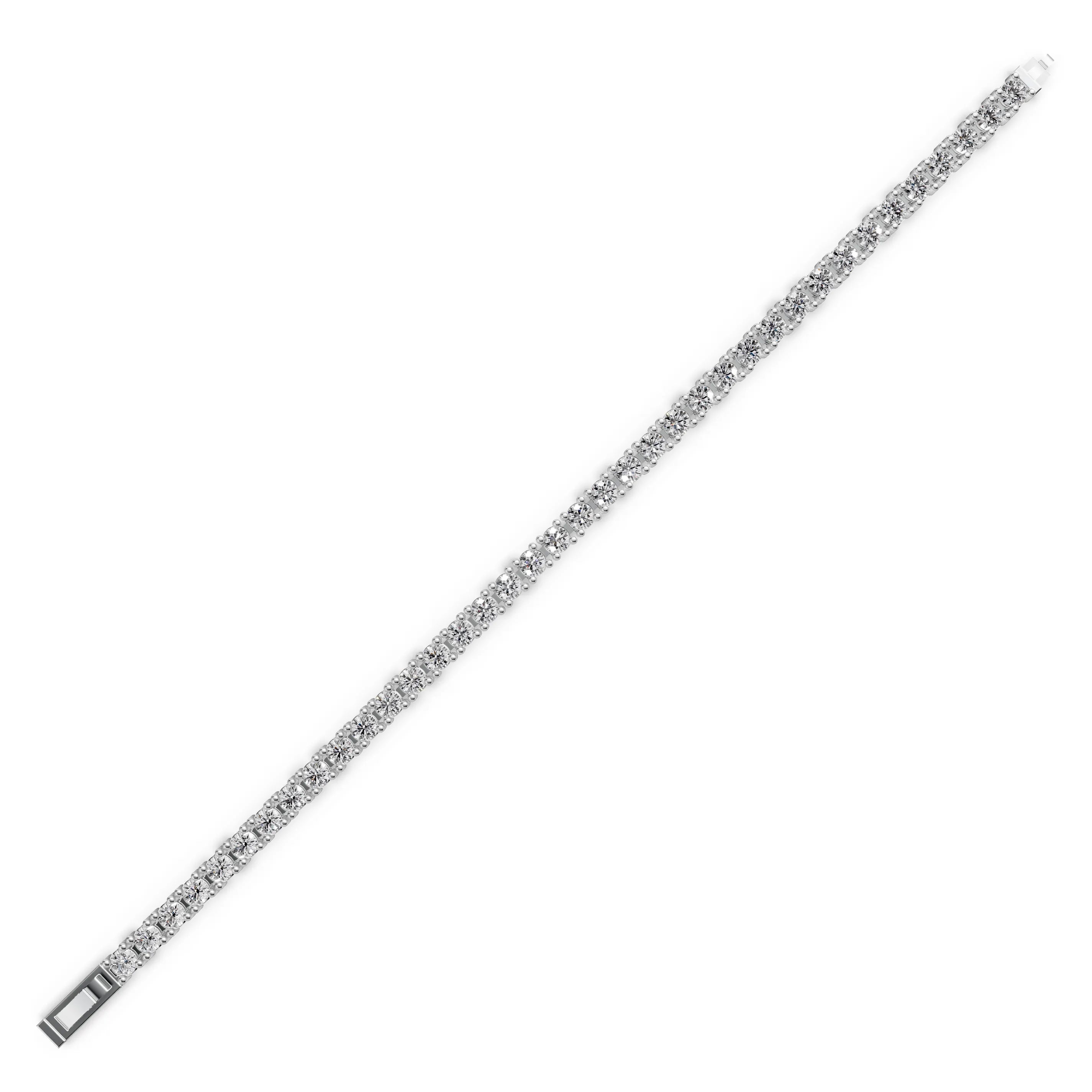 Pargold Solid Gold Golden Gleam Tennis Bracelet -Silver_Diamond_Diamond_Static_Silver