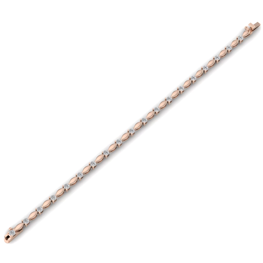 Pargold Solid Gold Golden Cascade Brilliance Bracelet -Rose_Diamond_Diamond_Static_Rose