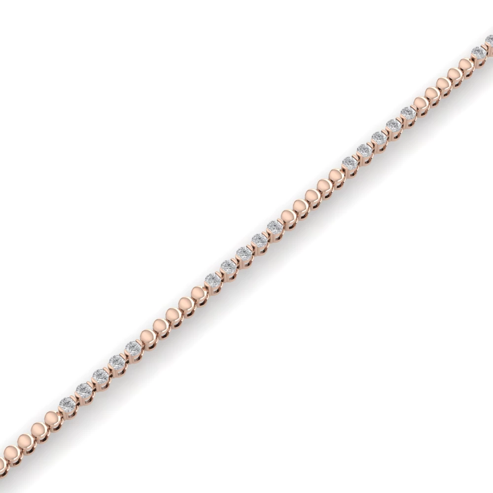 Pargold Solid Gold Radiant Bead & Gem Tennis Bracelet -Rose_Diamond_Diamond_Static_Rose