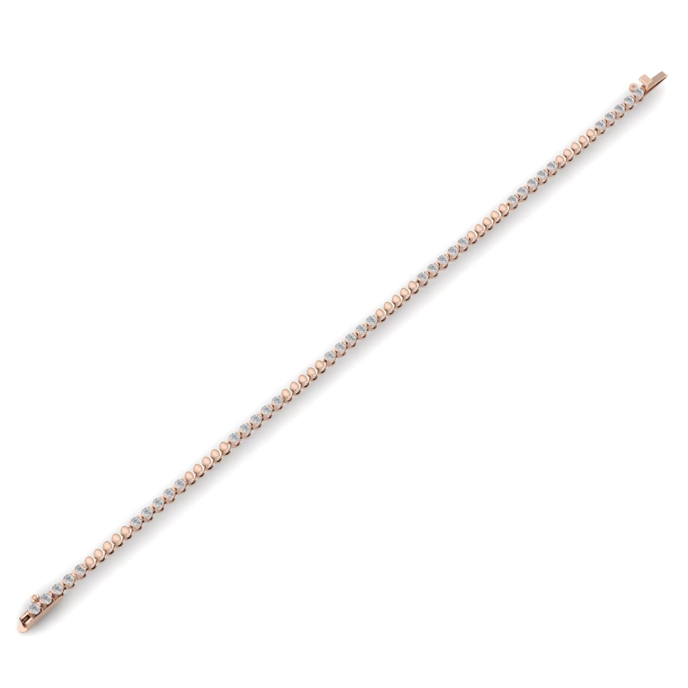 Pargold Solid Gold Radiant Bead & Gem Tennis Bracelet -Rose_Diamond_Diamond_Static_Rose