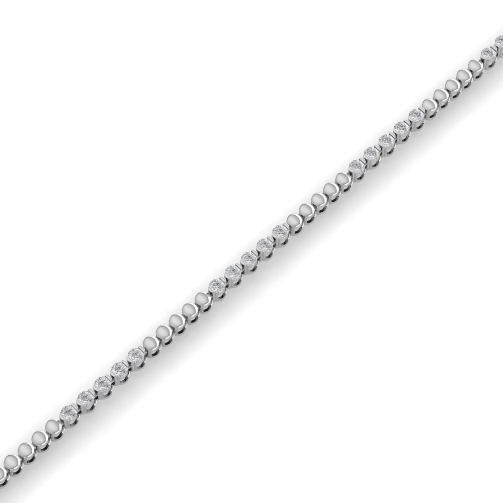 Pargold Solid Gold Radiant Bead & Gem Tennis Bracelet -Silver_Diamond_Diamond_Static_Silver