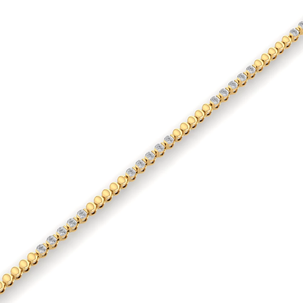 Pargold Solid Gold Radiant Bead & Gem Tennis Bracelet -Gold_Diamond_Diamond_Static_Gold