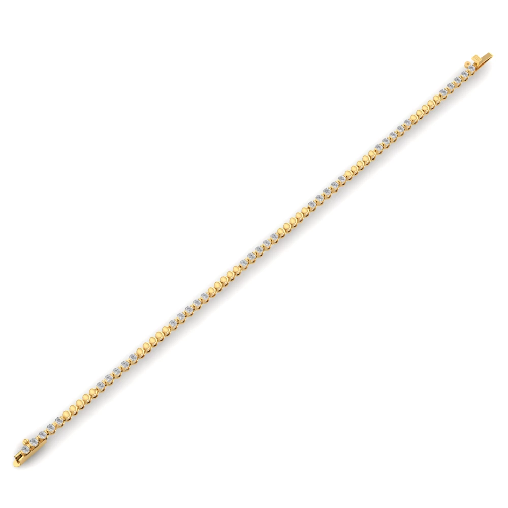 Pargold Solid Gold Radiant Bead & Gem Tennis Bracelet -Gold_Diamond_Diamond_Static_Gold