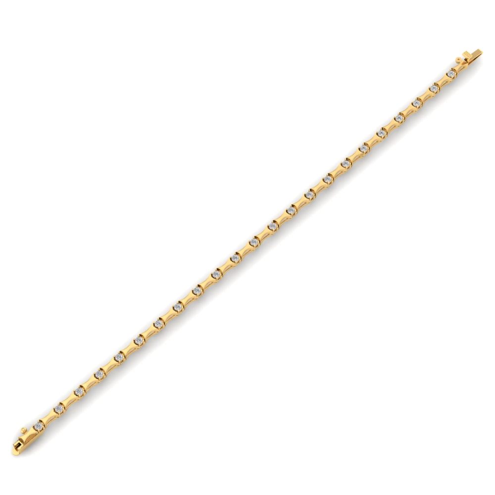 Pargold Solid Gold Luminous Gemstone Link Bracelet -Gold_Diamond_Diamond_Static_Gold