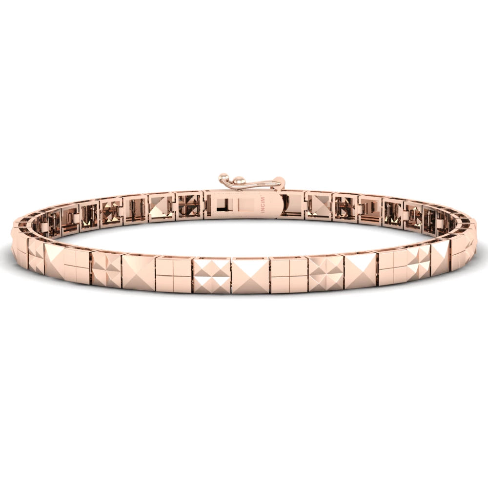 Pargold Solid Gold Facet Array Geometric Bracelet -Rose_Static_Rose